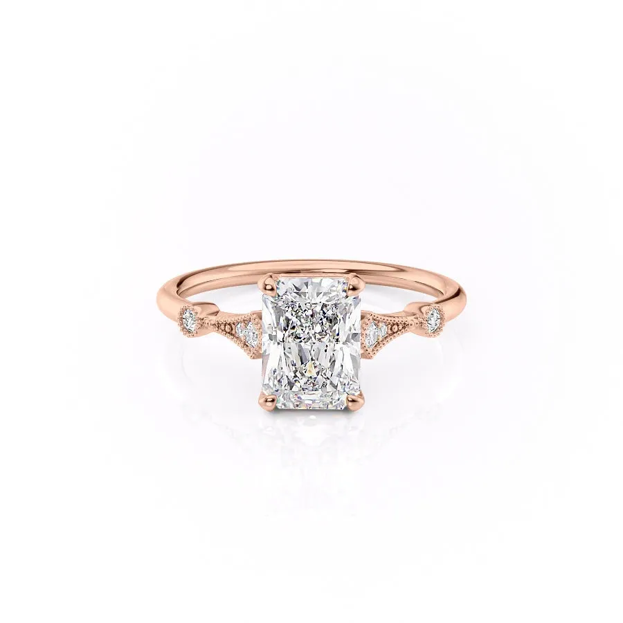 Radiant Cut Moissanite Vintage Design