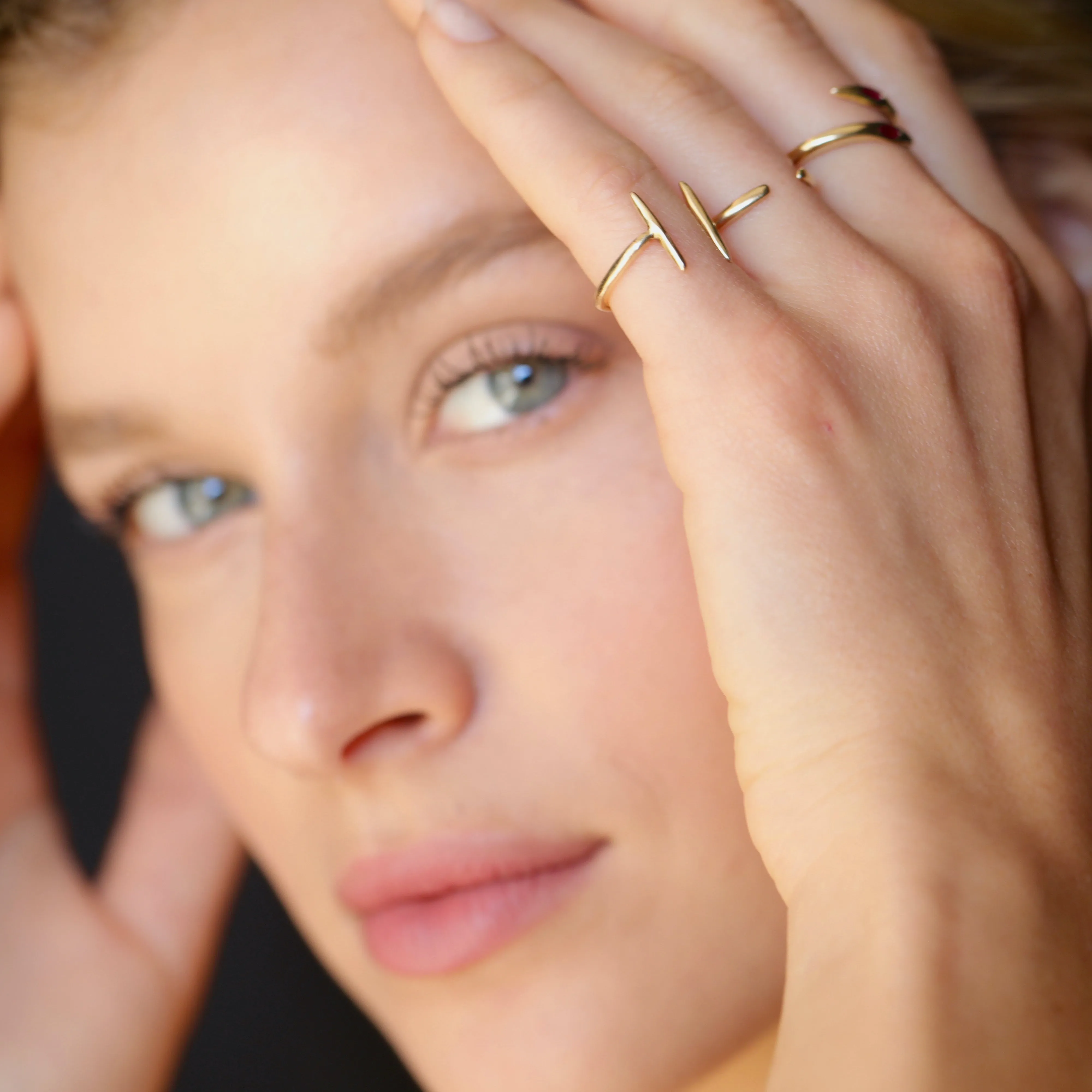 Raw Double Bar Ring - Gold