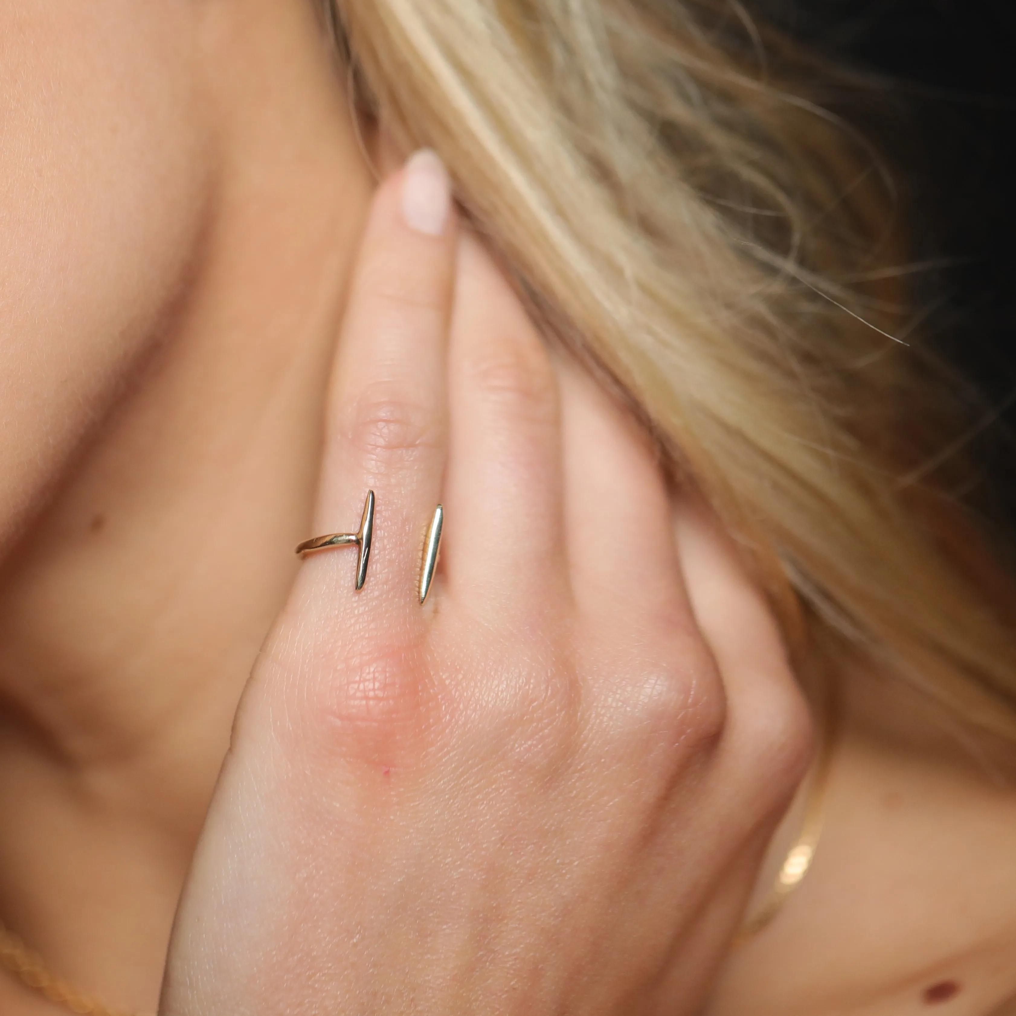 Raw Double Bar Ring - Gold