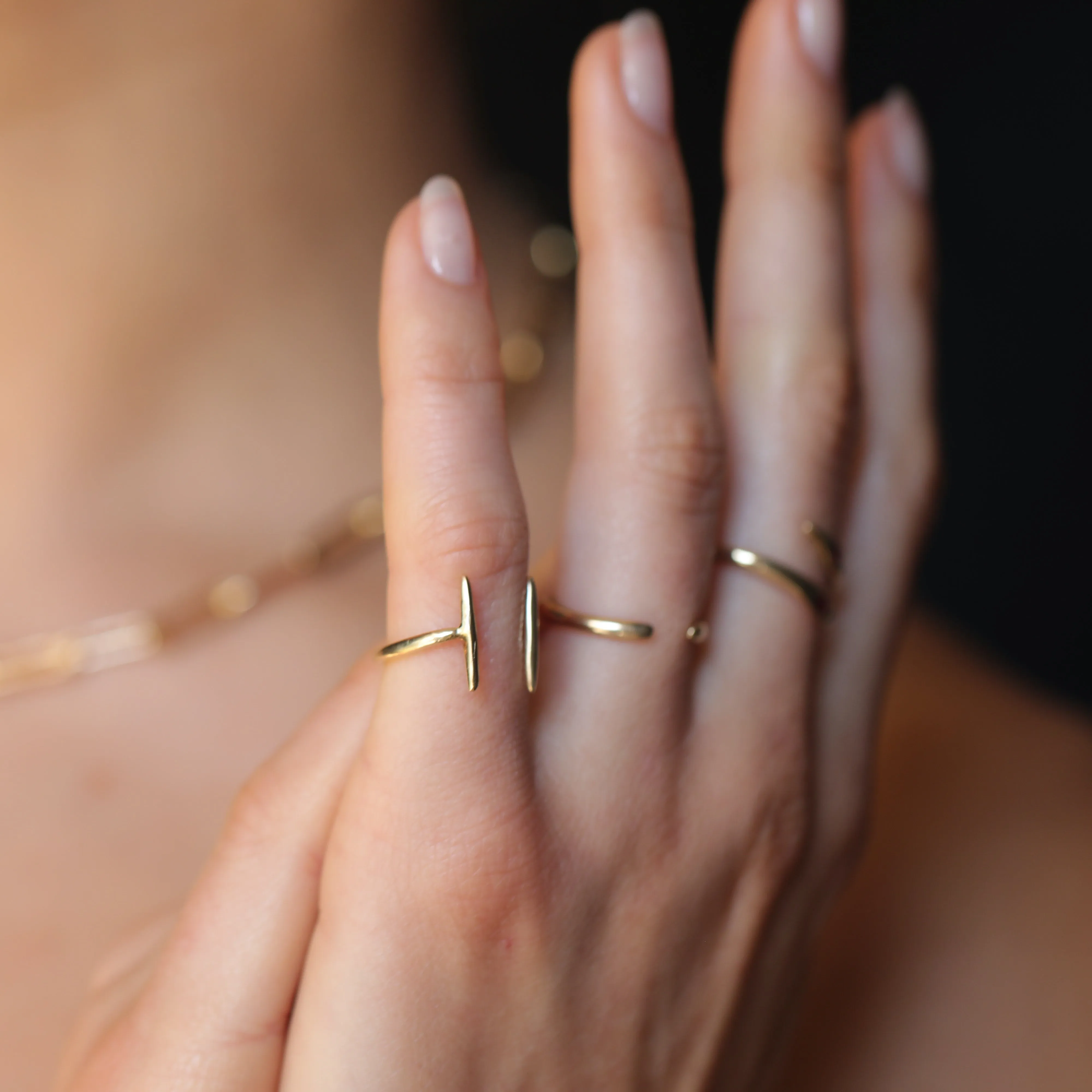 Raw Double Bar Ring - Gold