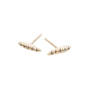 Raw Earrings With Black Diamond Pavé - Gold