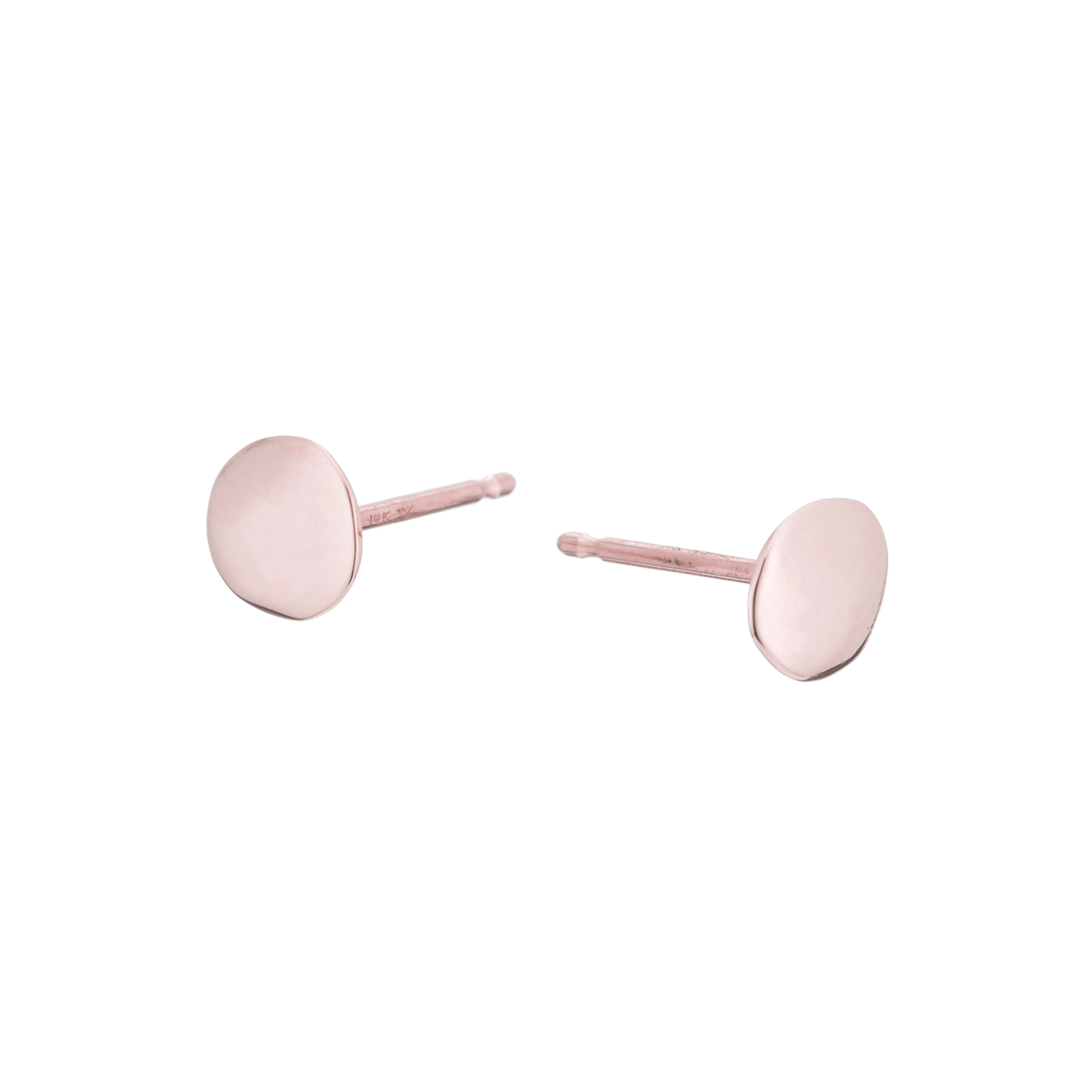 Raw Flat Disc Earrings - Rose Gold