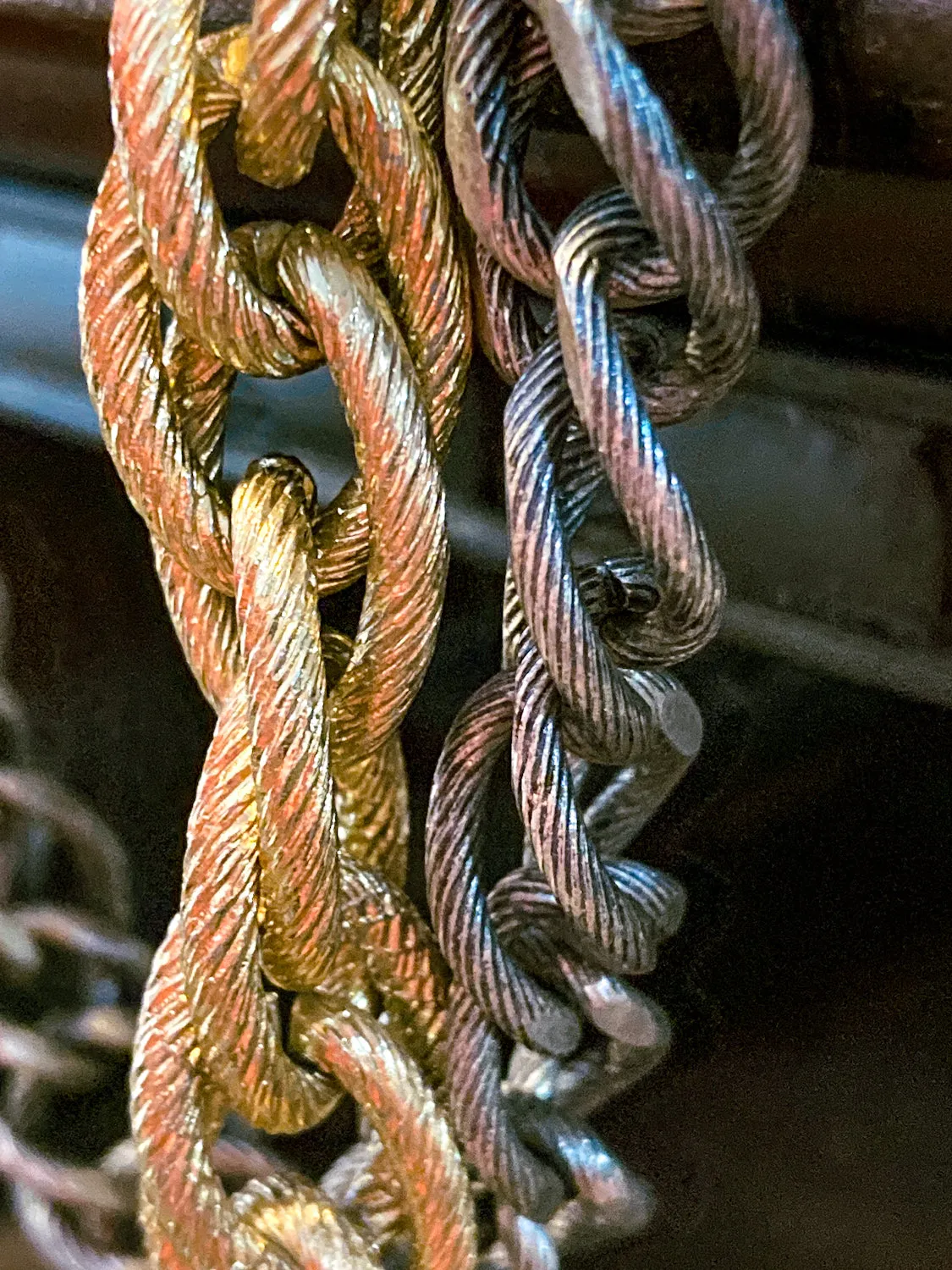 Red i Collection Vintage Repurposed Gold Silver Long Chain Necklace