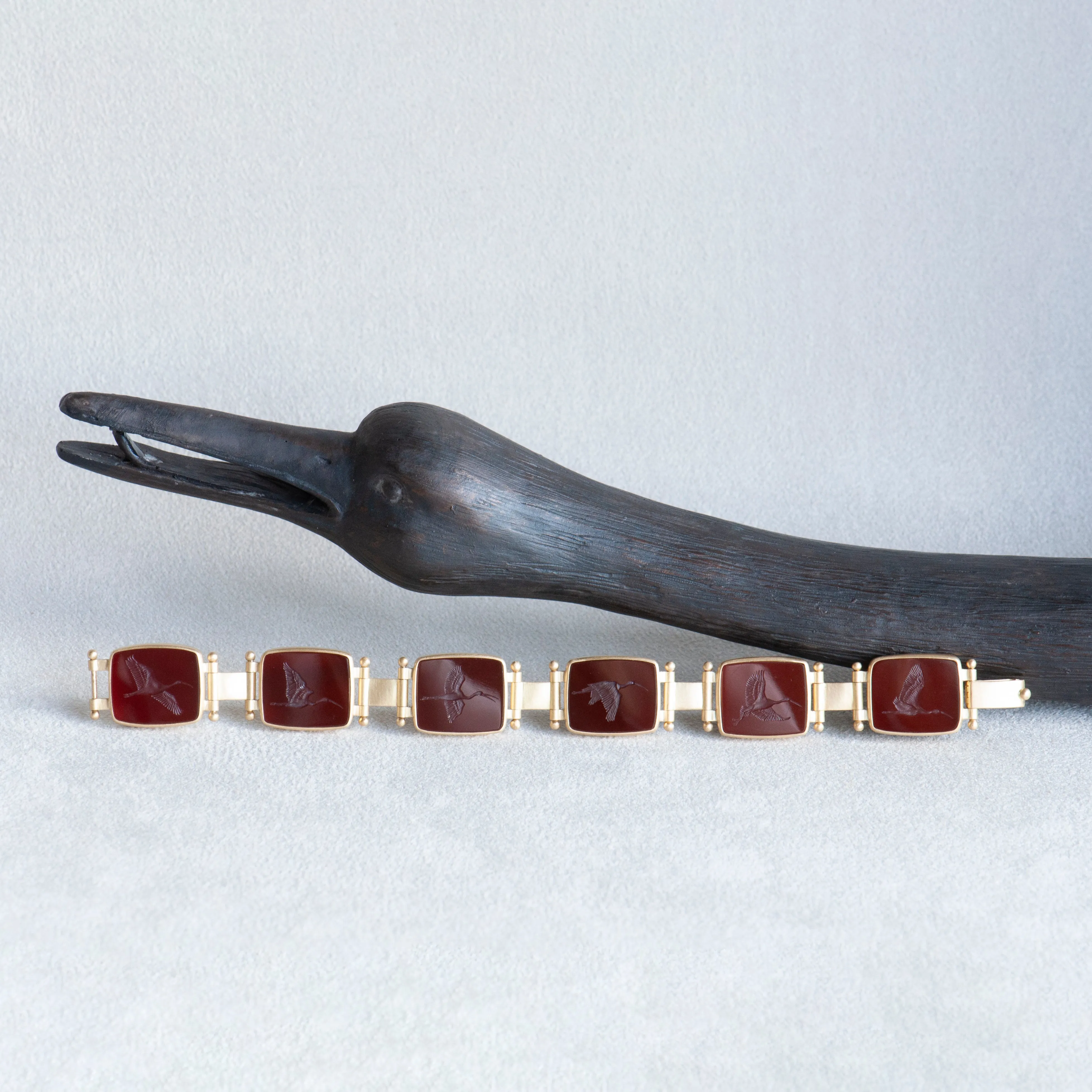 Red Ibis Carnelian Intaglio Bracelet