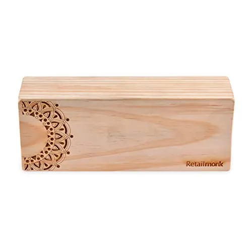 Retailmonk (Set of 2) Premium Designer Handmade Wooden Yoga Blocks, Eco-Friendly Yoga Block Brick, Provides Stability, Balance and Flexibility, Great for Yoga, Fitness & Gym (Standard - 9"x2.5"x3.5") (Beige)