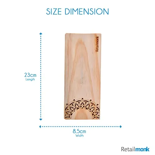 Retailmonk (Set of 2) Premium Designer Handmade Wooden Yoga Blocks, Eco-Friendly Yoga Block Brick, Provides Stability, Balance and Flexibility, Great for Yoga, Fitness & Gym (Standard - 9"x2.5"x3.5") (Beige)