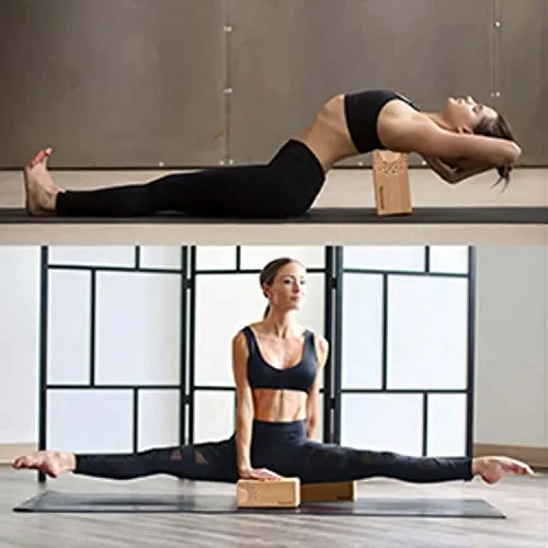 Retailmonk (Set of 2) Premium Designer Handmade Wooden Yoga Blocks, Eco-Friendly Yoga Block Brick, Provides Stability, Balance and Flexibility, Great for Yoga, Fitness & Gym (Standard - 9"x2.5"x3.5") (Beige)