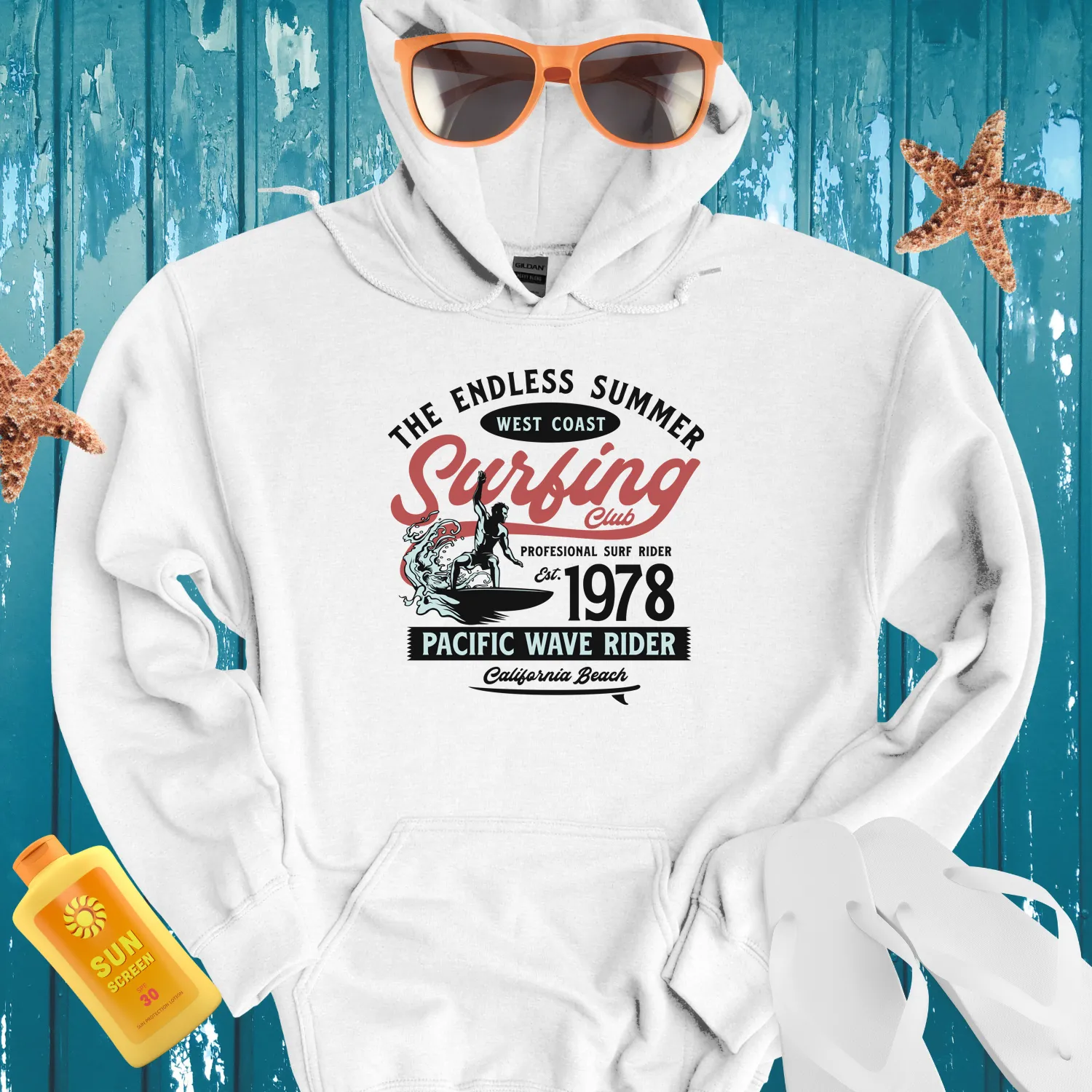 Retro Endless Summer Surf Hoodie For Beach Lovers