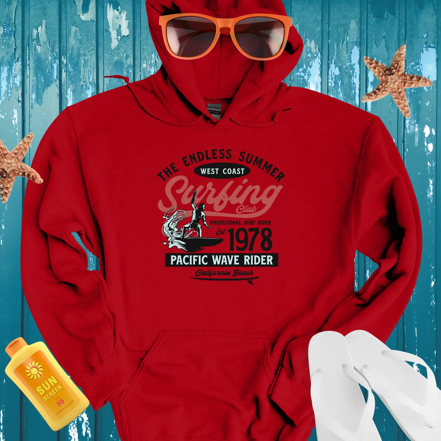 Retro Endless Summer Surf Hoodie For Beach Lovers