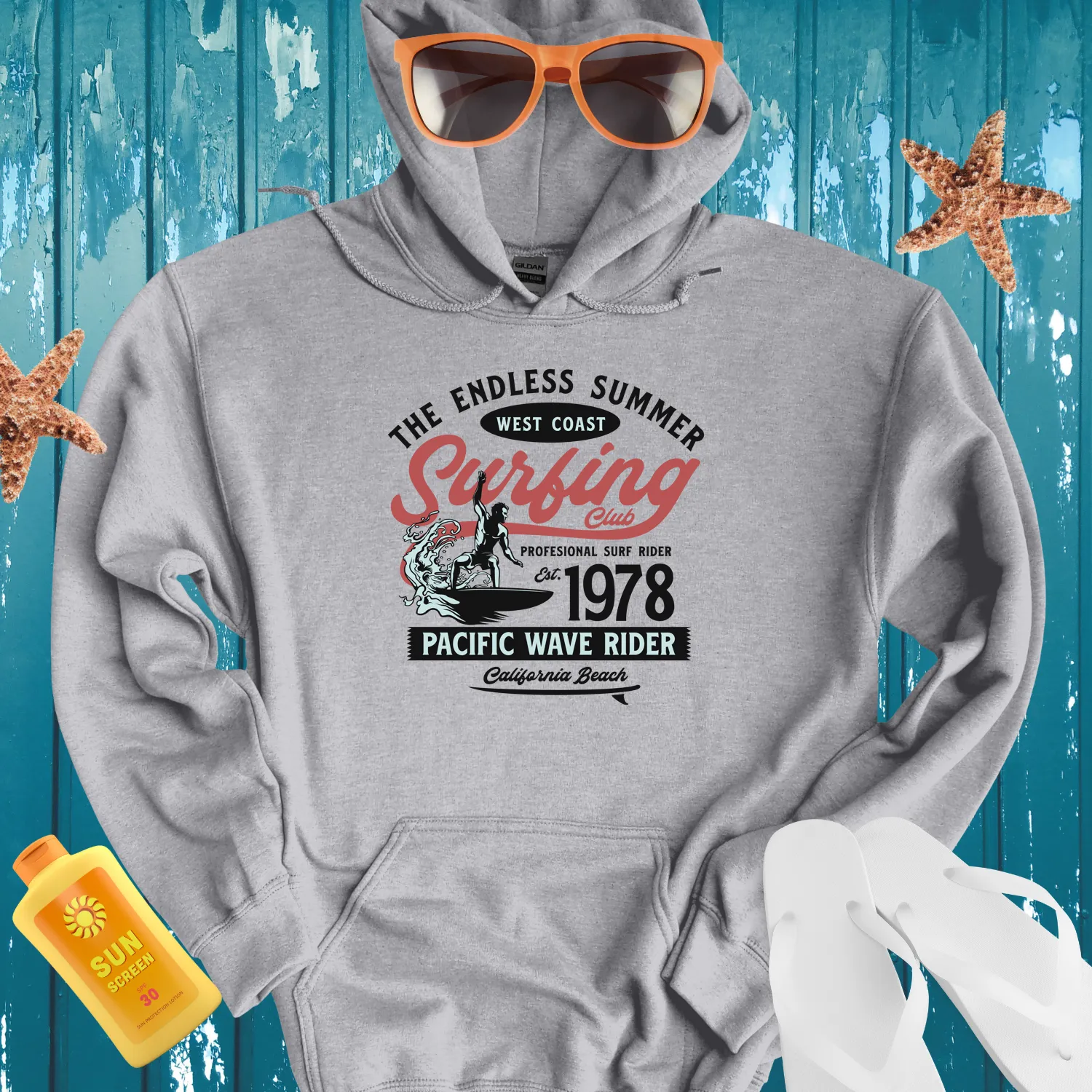 Retro Endless Summer Surf Hoodie For Beach Lovers