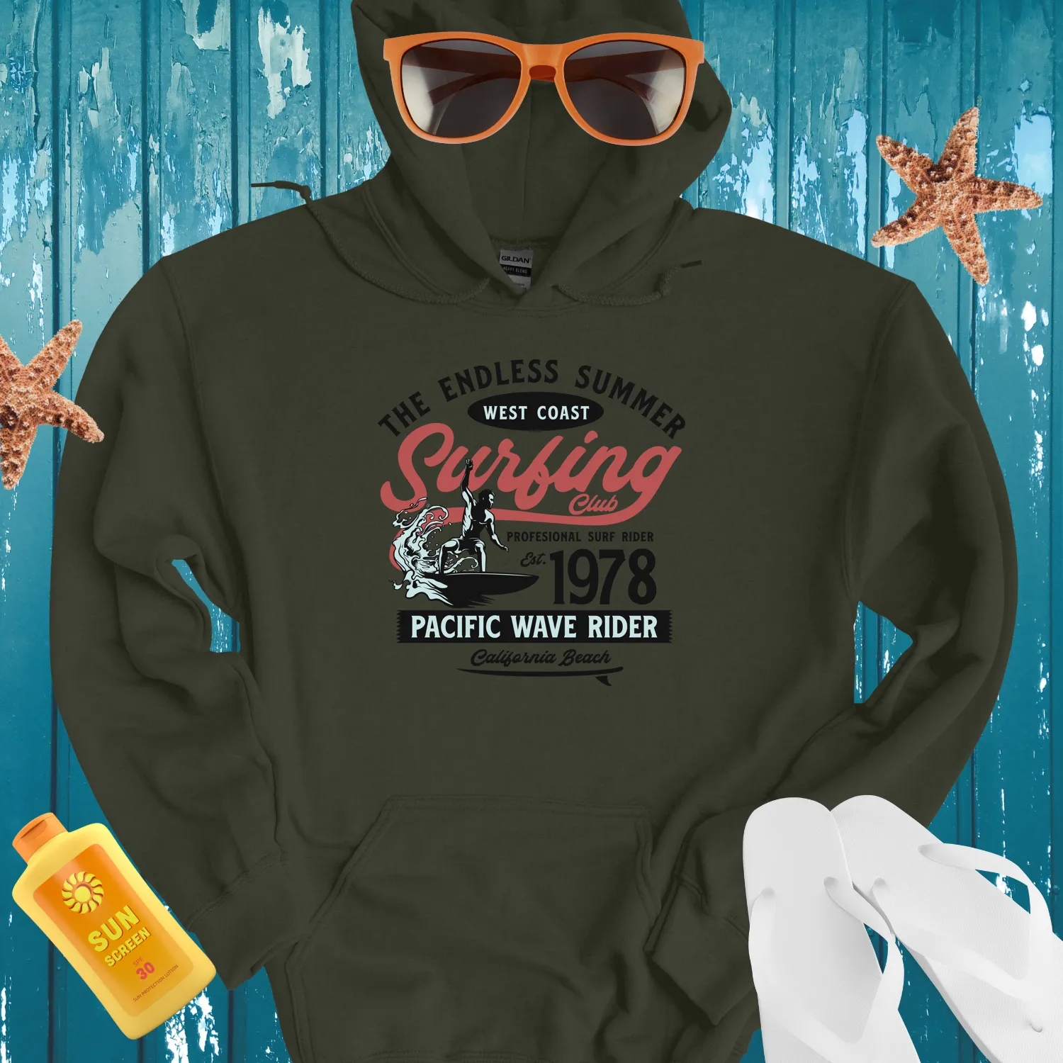Retro Endless Summer Surf Hoodie For Beach Lovers