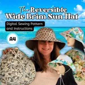Reversible Wide Brim Sun Hat, sewing pattern and instructions, digital format