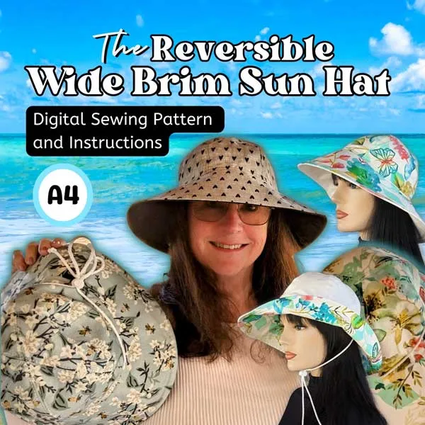 Reversible Wide Brim Sun Hat, sewing pattern and instructions, digital format