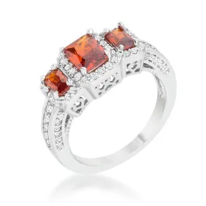 Rita Three Stone Garnet Red Radiant CZ Ring | 4.5ct