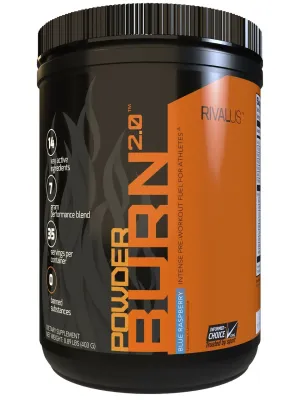 Rivalus Powder Burn 2.0 Pre-Workout - Blue Raspberry (403 g)