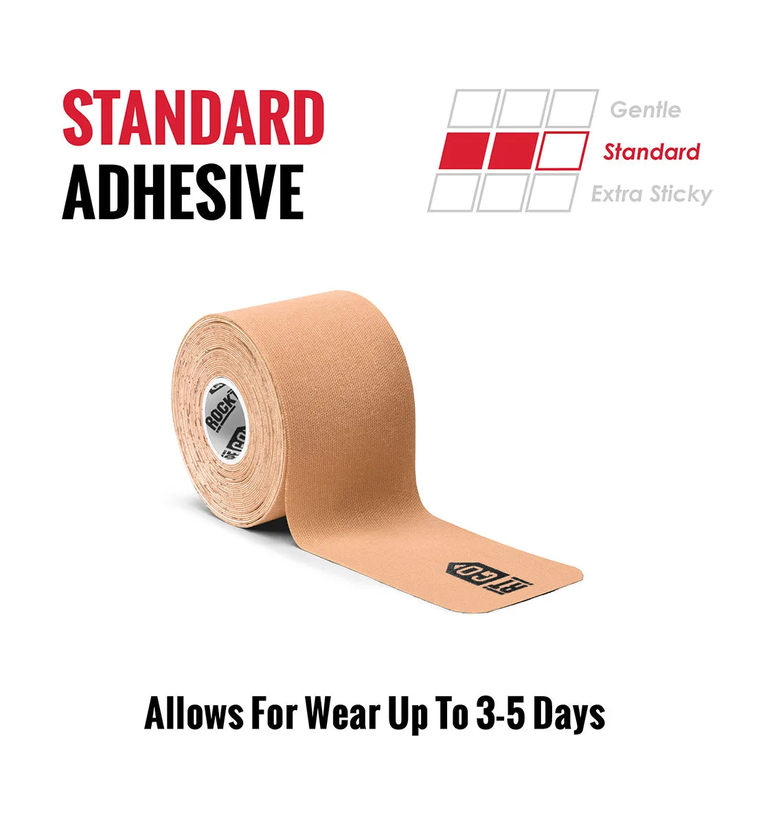 RockTape Go Pre-cut Standard Kinesiology Tape - 20 x 10" Strips - Beige