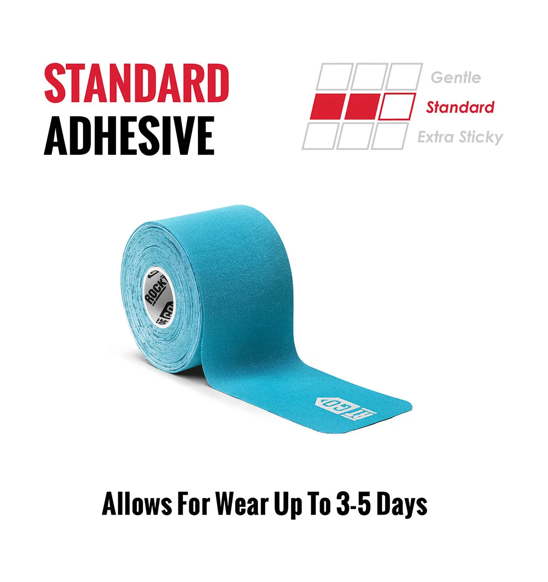 RockTape Go Pre-cut Standard Kinesiology Tape - 20 x 10" Strips - Blue