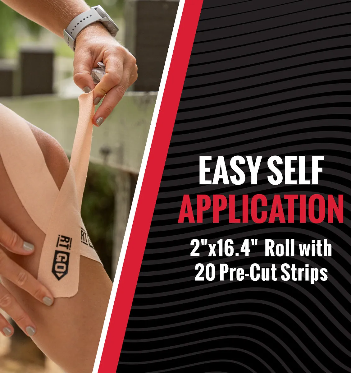 RockTape Go Pre-cut Standard Kinesiology Tape - 20 x 10" Strips - Blue