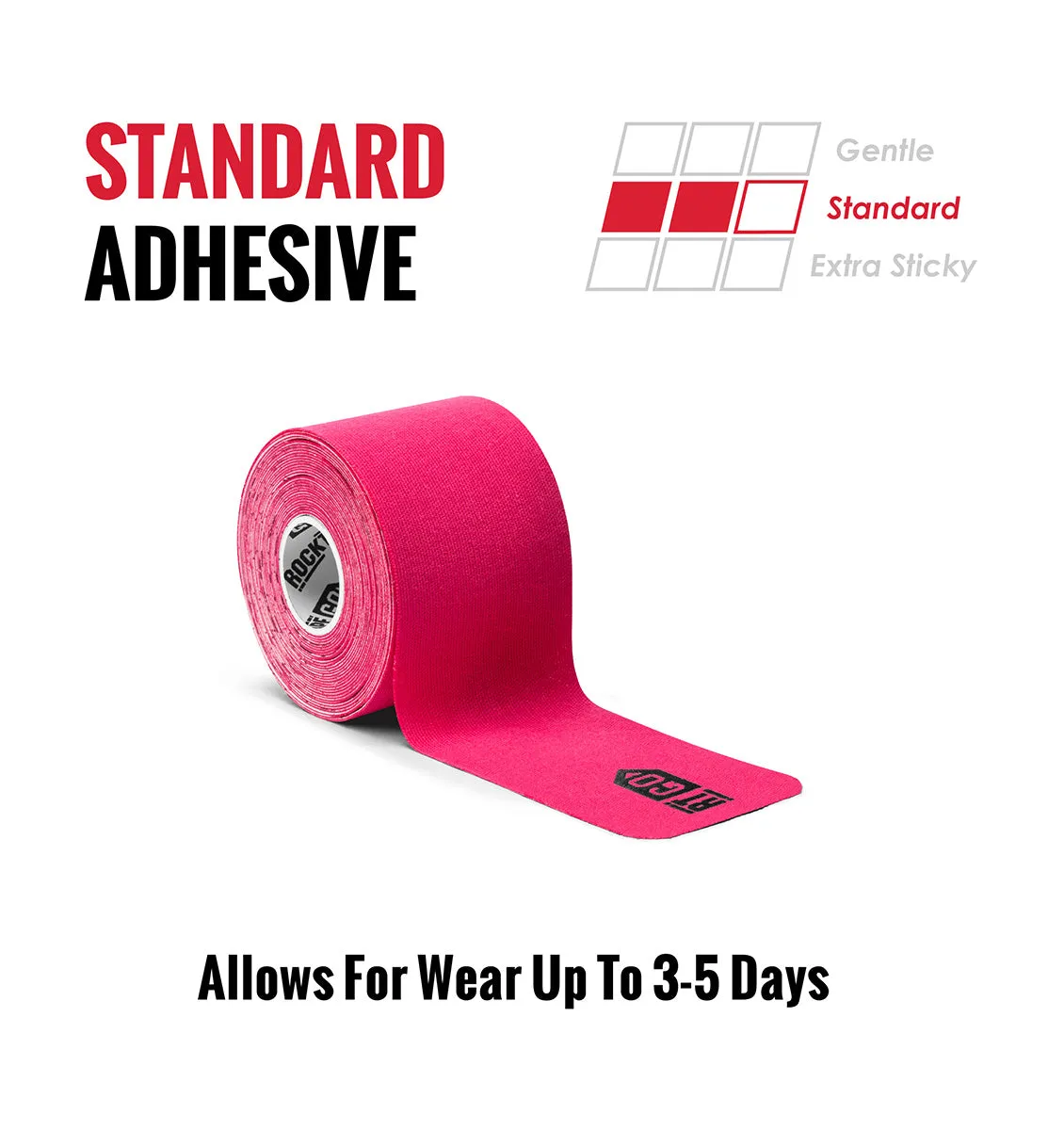 RockTape Go Pre-cut Standard Kinesiology Tape - 20 x 10" Strips - Pink