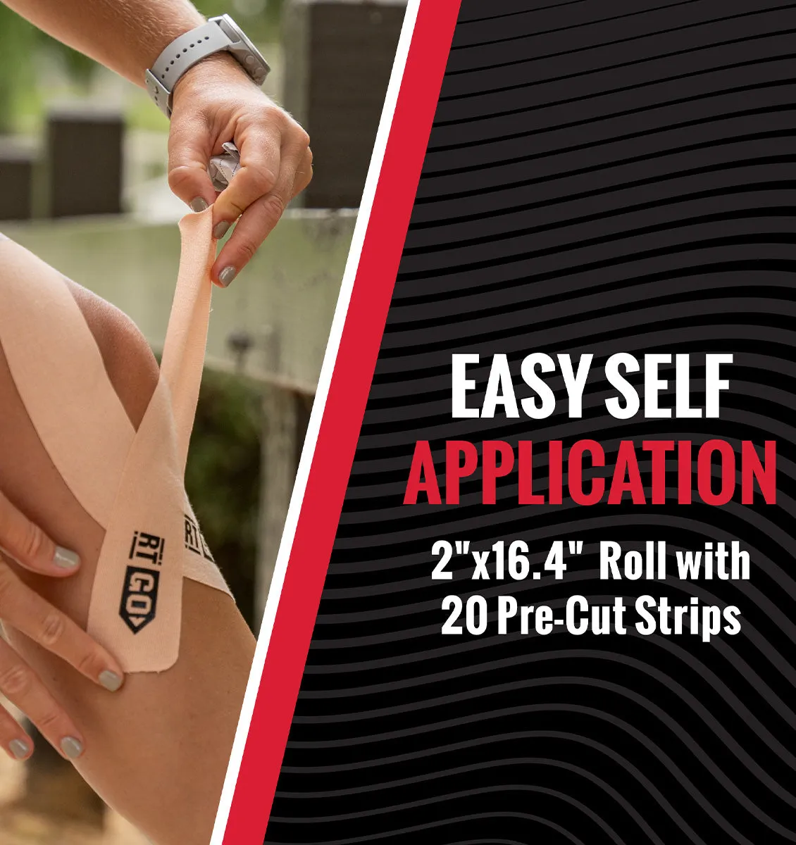 RockTape Go Pre-cut Standard Kinesiology Tape - 20 x 10" Strips - Pink