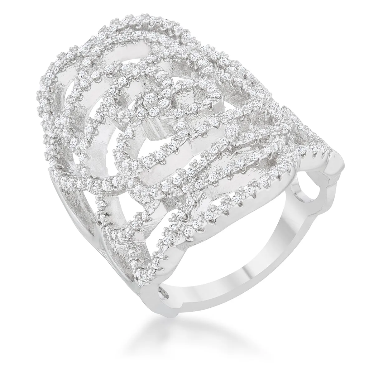 Rosa CZ Rose Filigree Silver Cocktail Ring | 2.5ct