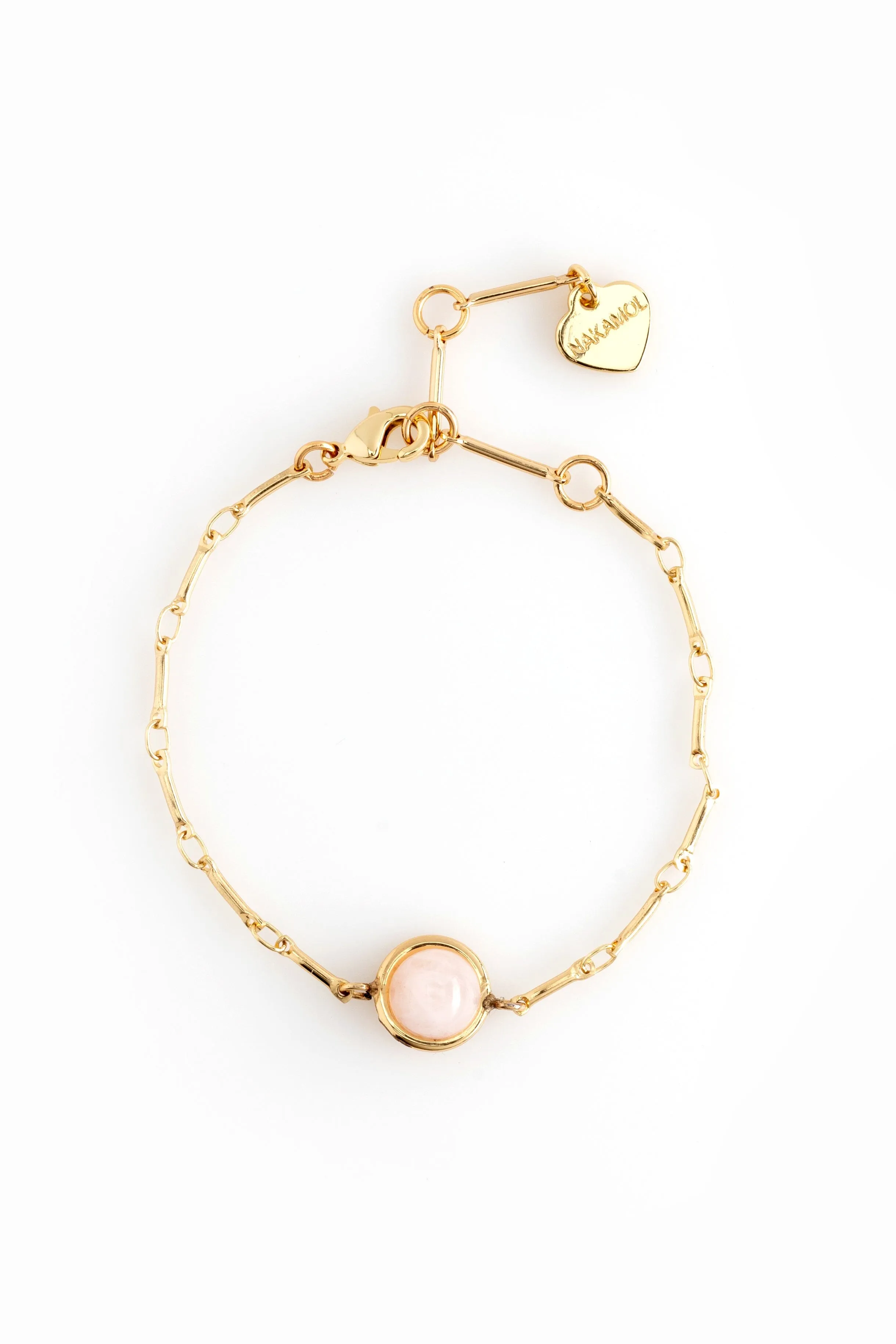 Rose Quartz Coin Stone Bracelet