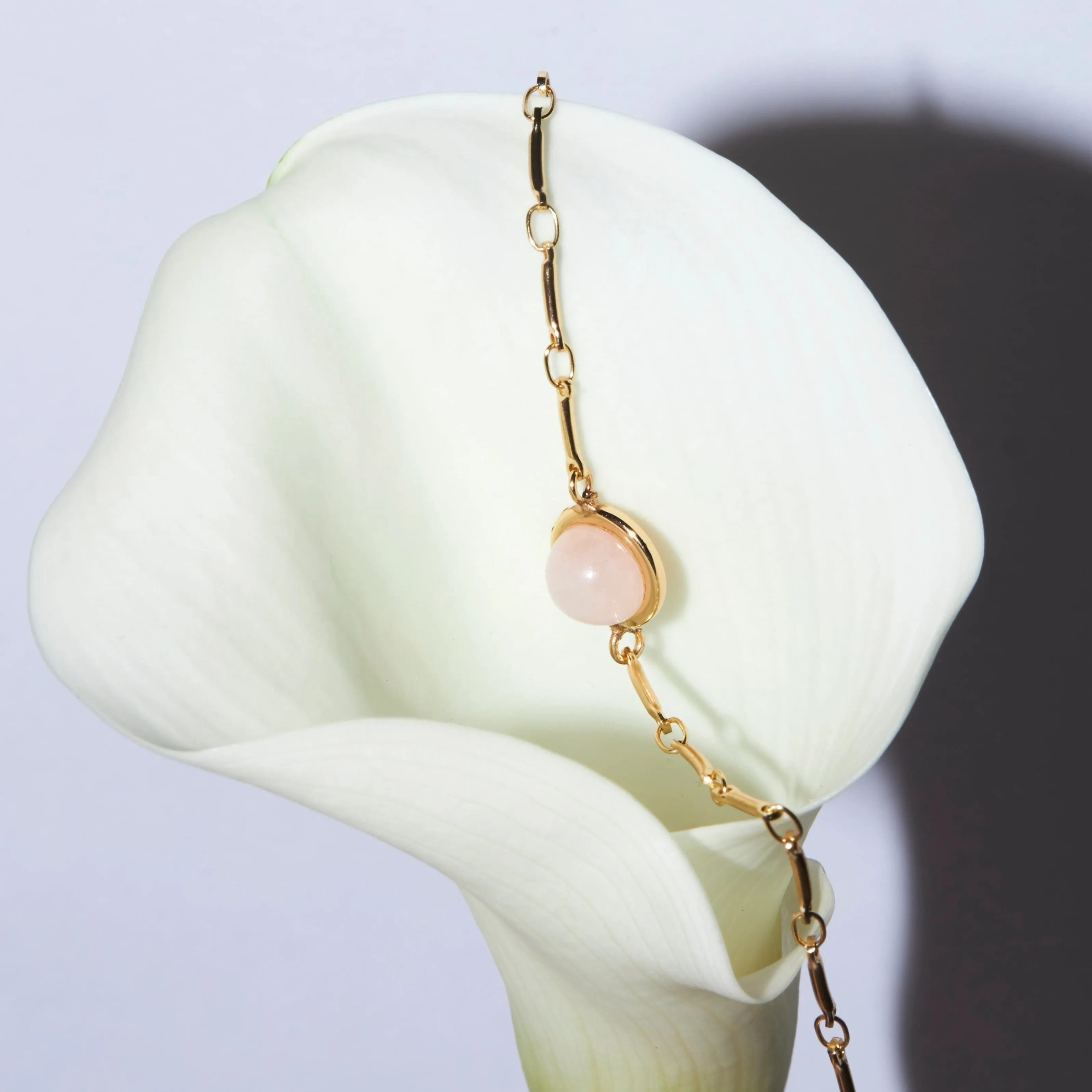Rose Quartz Coin Stone Bracelet