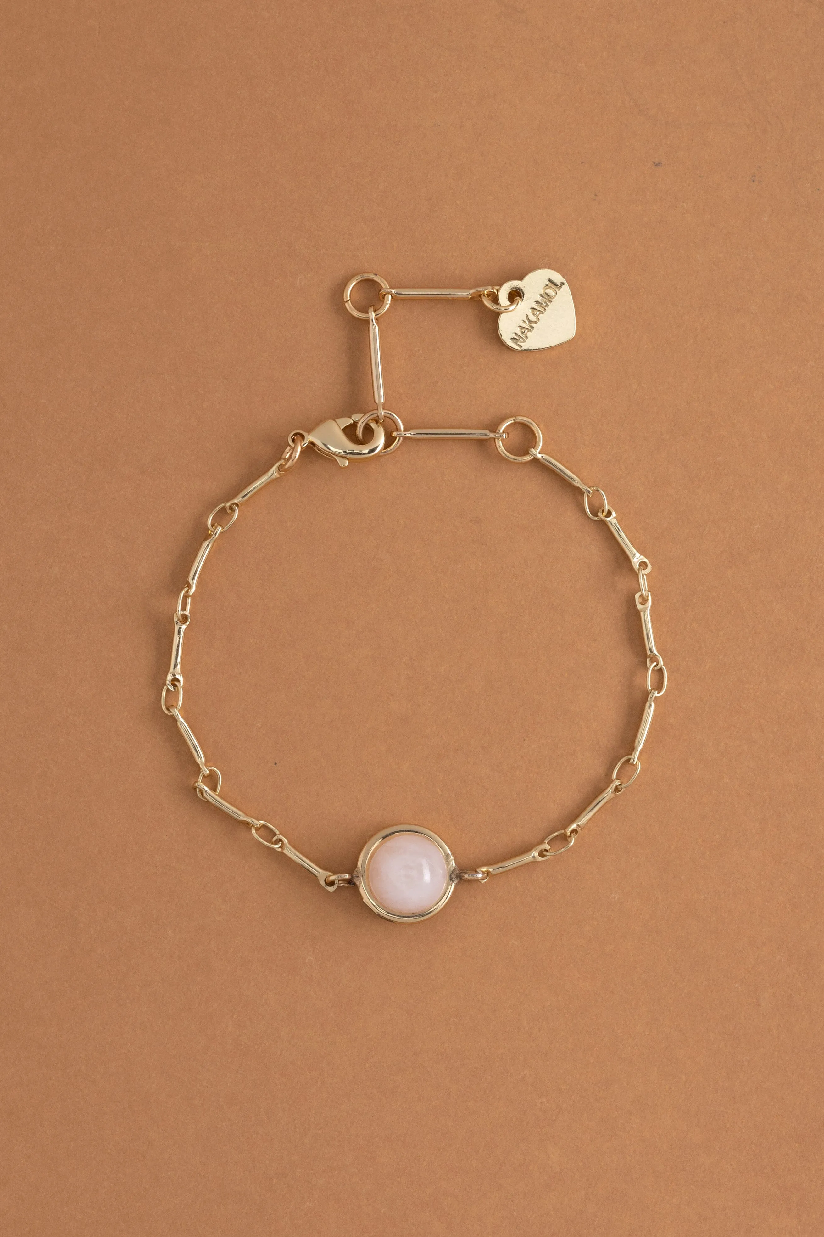Rose Quartz Coin Stone Bracelet