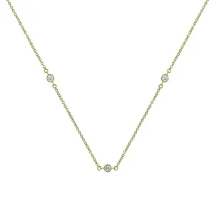 Round Bezel Cubic Zirconia Station Necklace in Silver Filled 9ct Yellow Gold