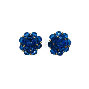 Round Blue Crystal Earrings by Jonne