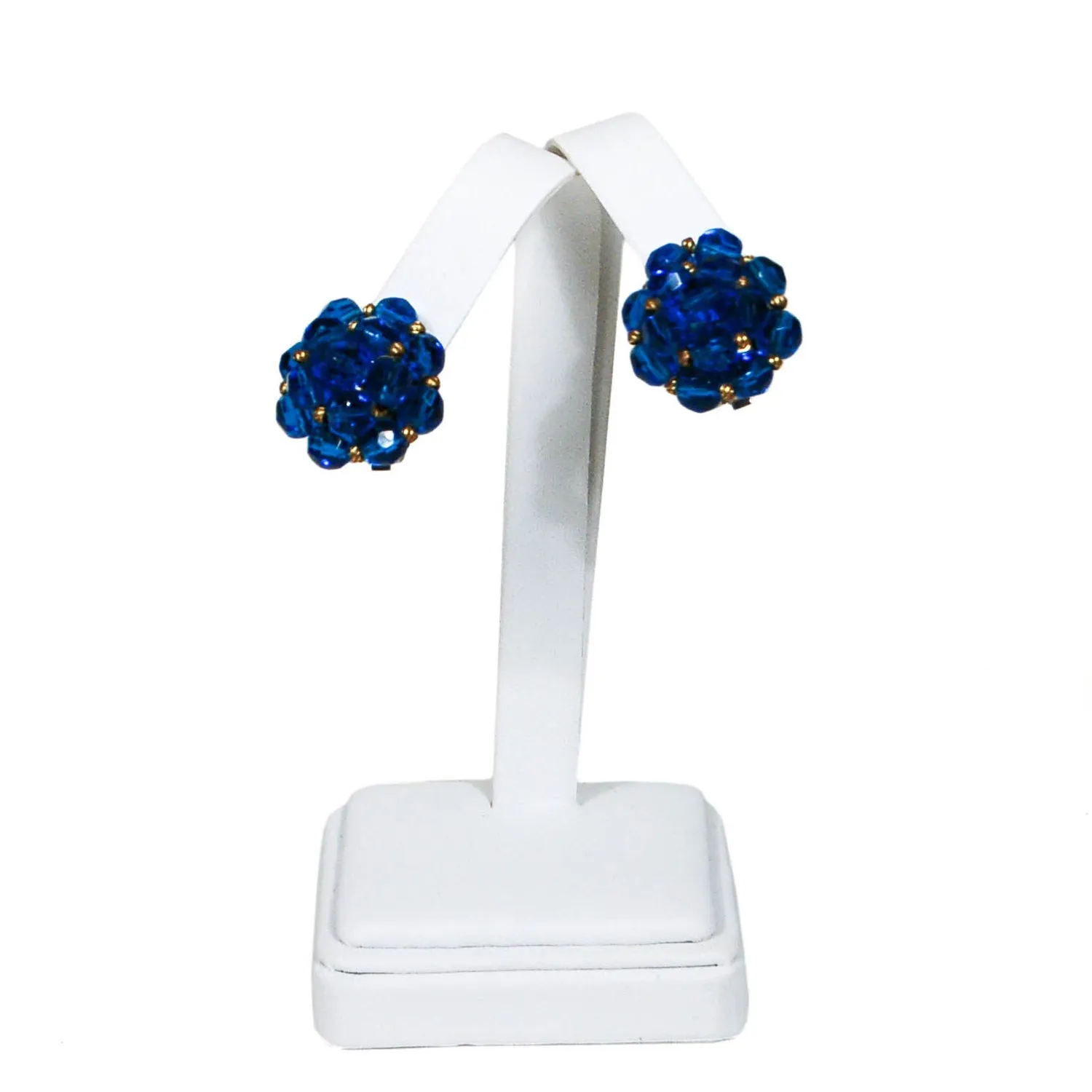 Round Blue Crystal Earrings by Jonne