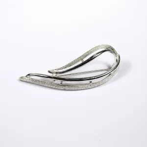 Sarah Coventry Silver Brooch, Open Wave Design, 1970s Designer Jewelry