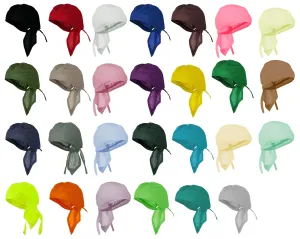 Set of 12 Dorags Bandana Caps Headwraps Dozen Assorted Bikers Skull Hats Doo Rags Durags, Solid Colors