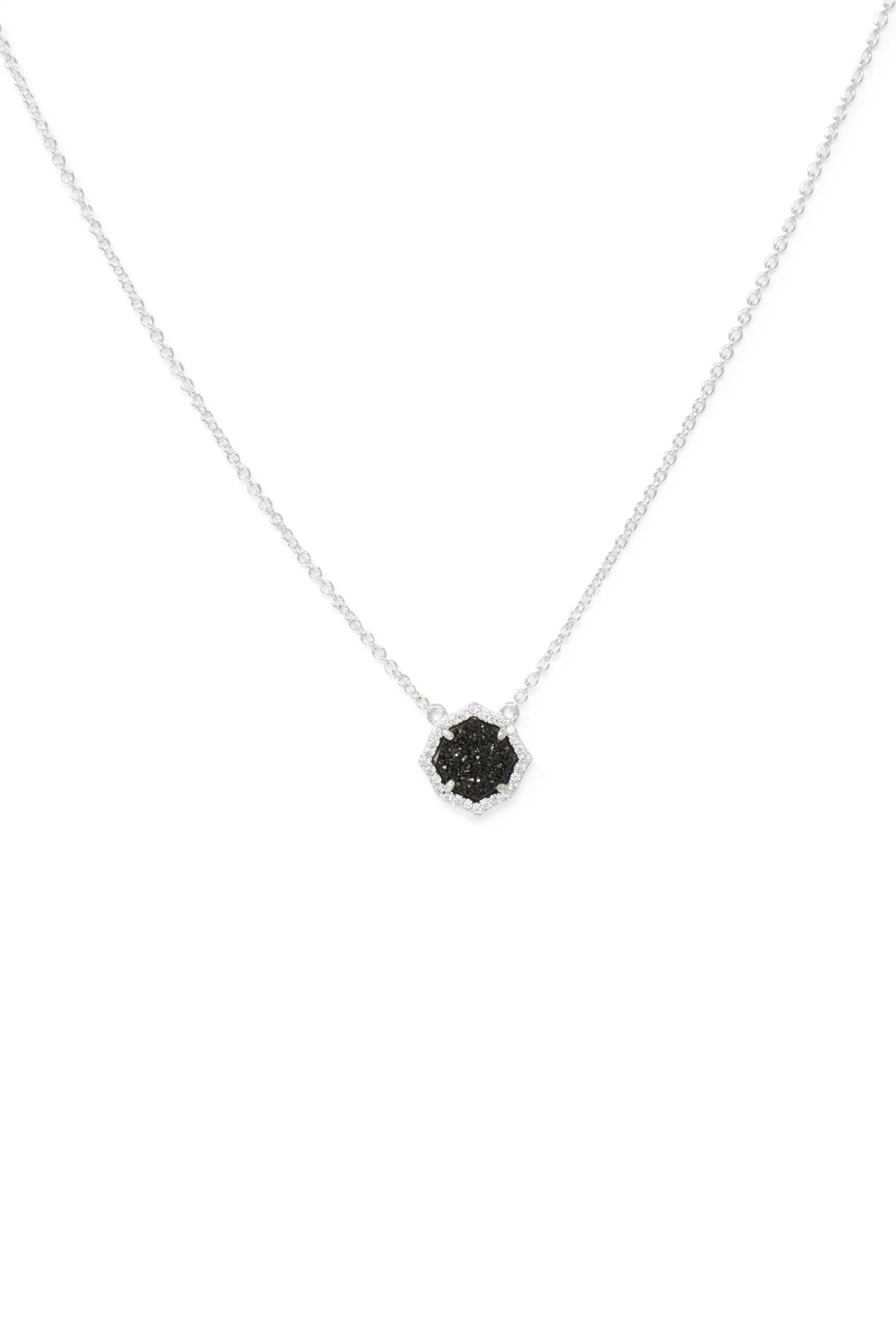 Signature Mini Necklace in Black Druzy