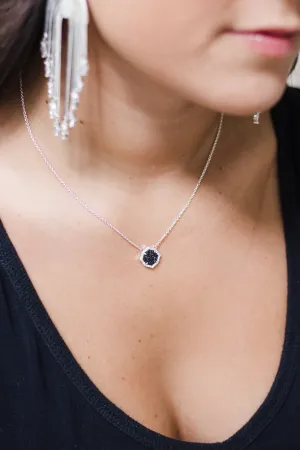 Signature Mini Necklace in Black Druzy
