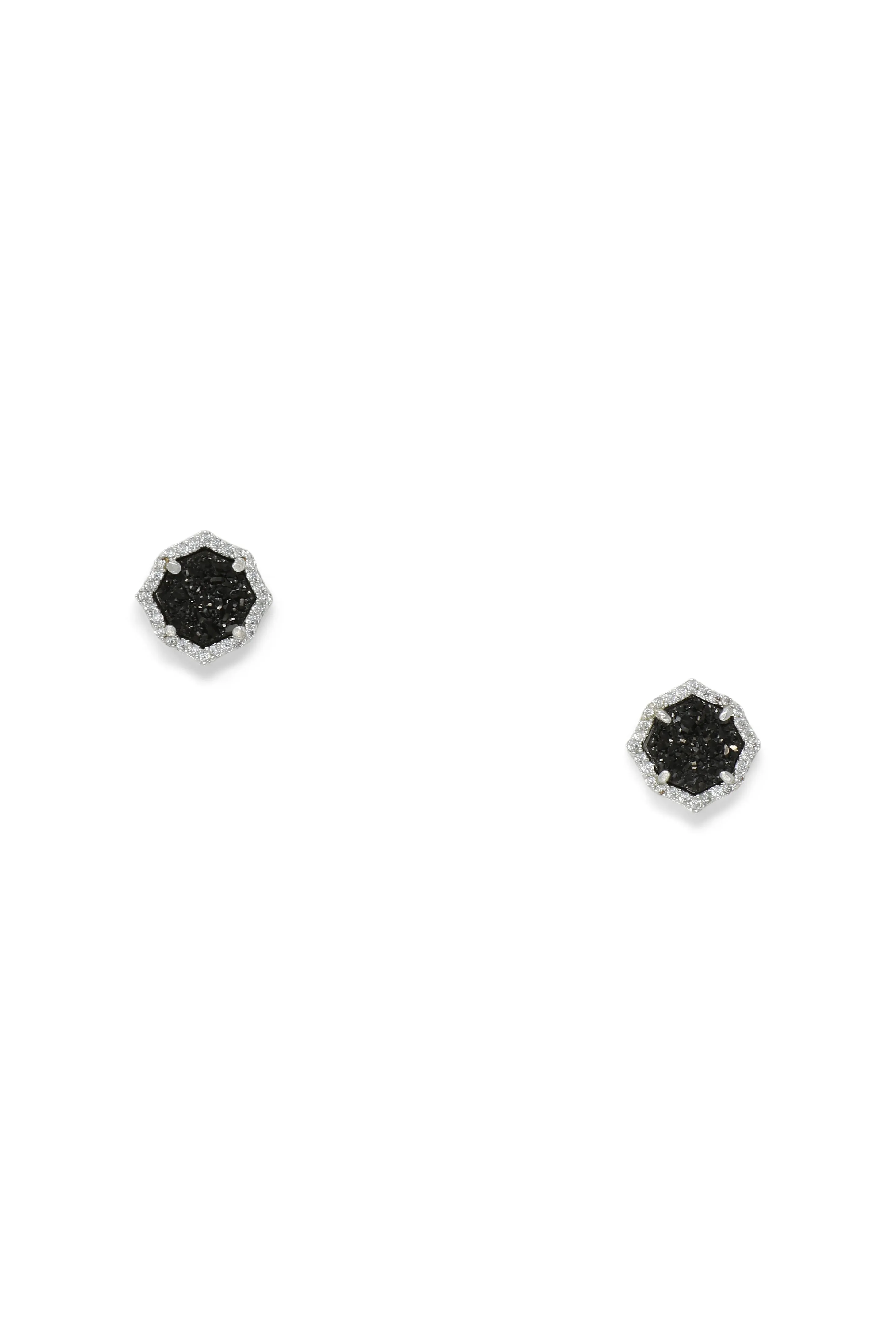 Signature Mini Stud Earrings in Black Druzy