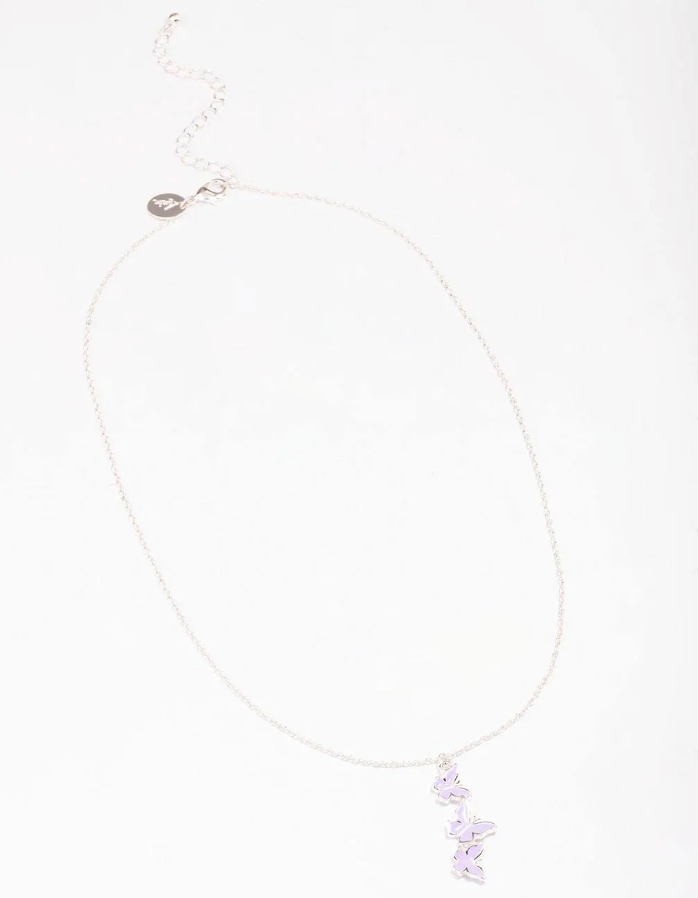 Silver & Purple Butterfly Pendant Necklace