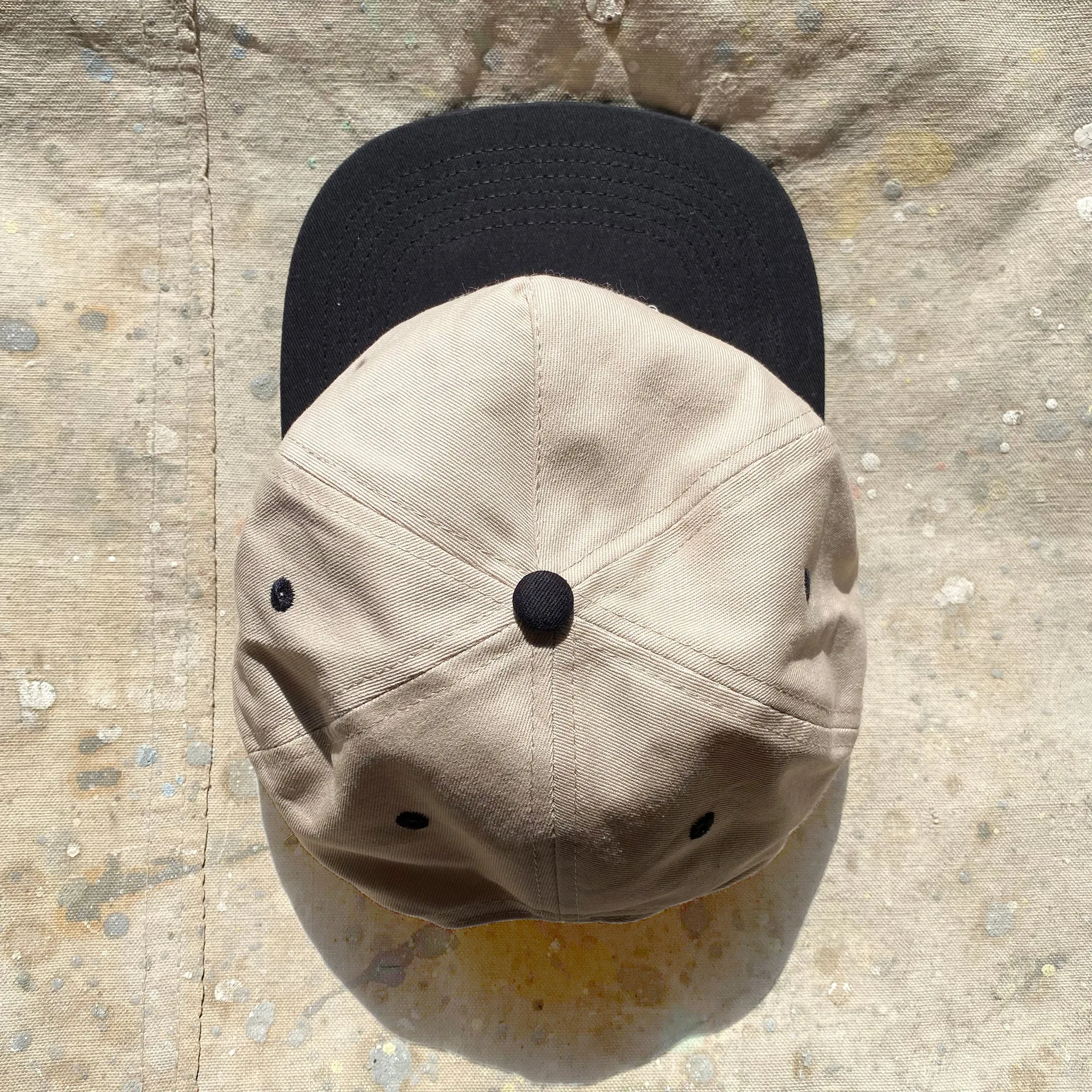 Slightly Choppy "Block Patch" Hat - Two-Toned BLK/NAT