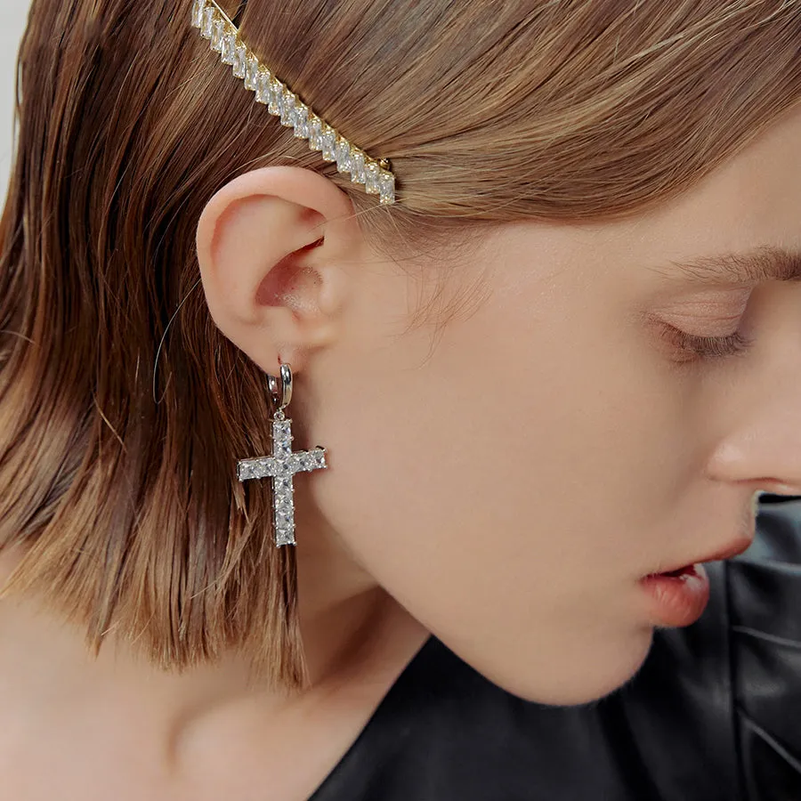 Sparkling Cross Earring