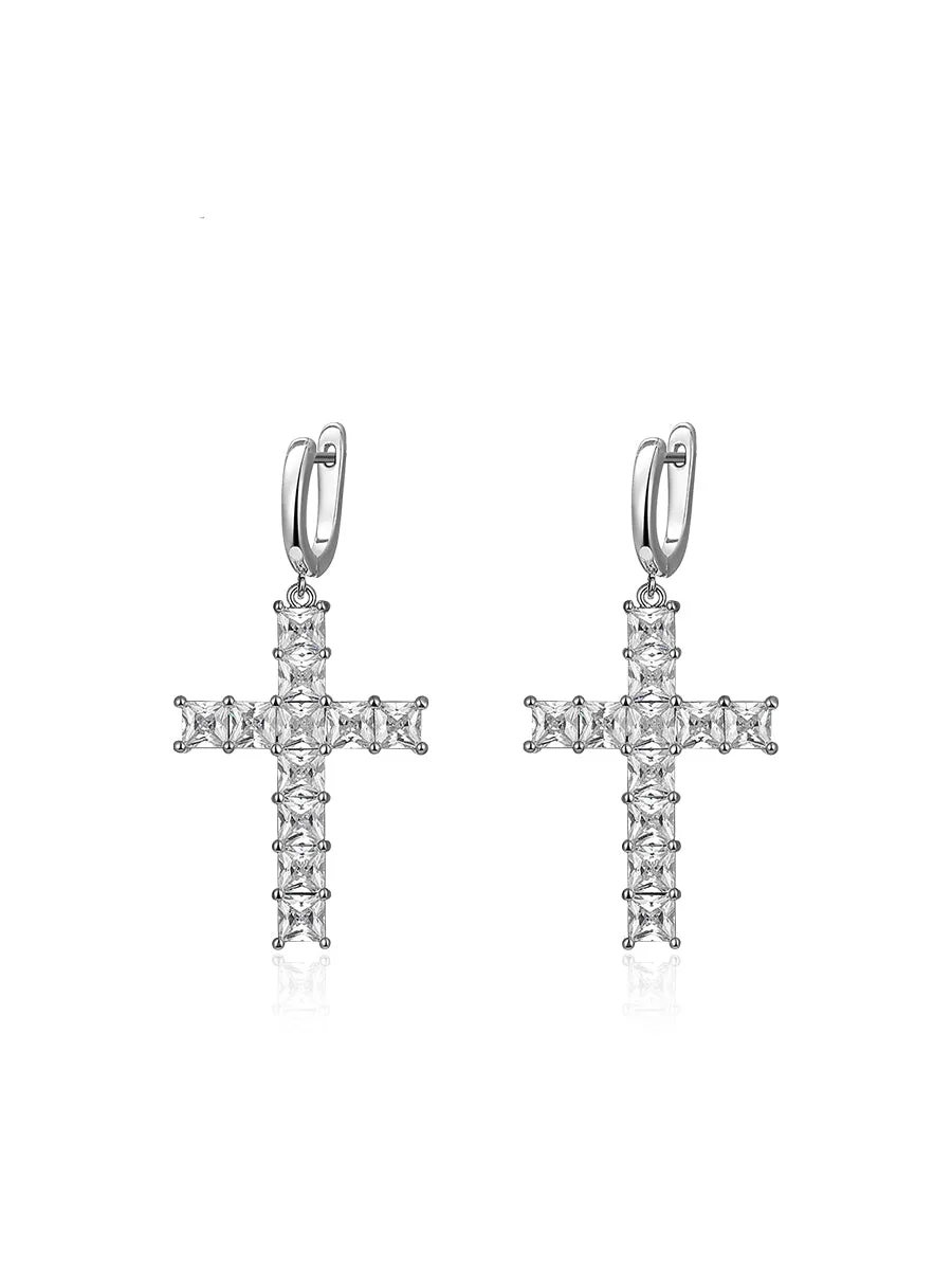 Sparkling Cross Earring