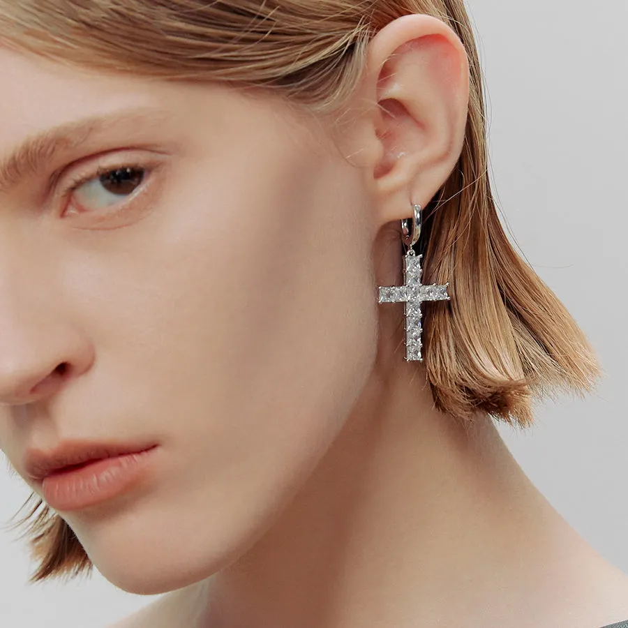Sparkling Cross Earring