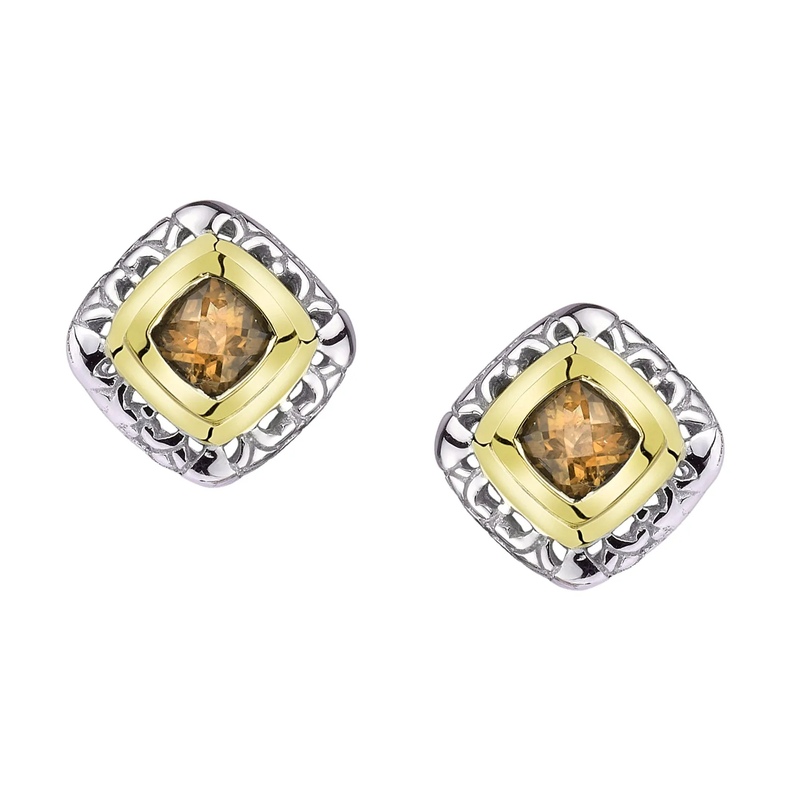 Square Gold and Silver Earrings