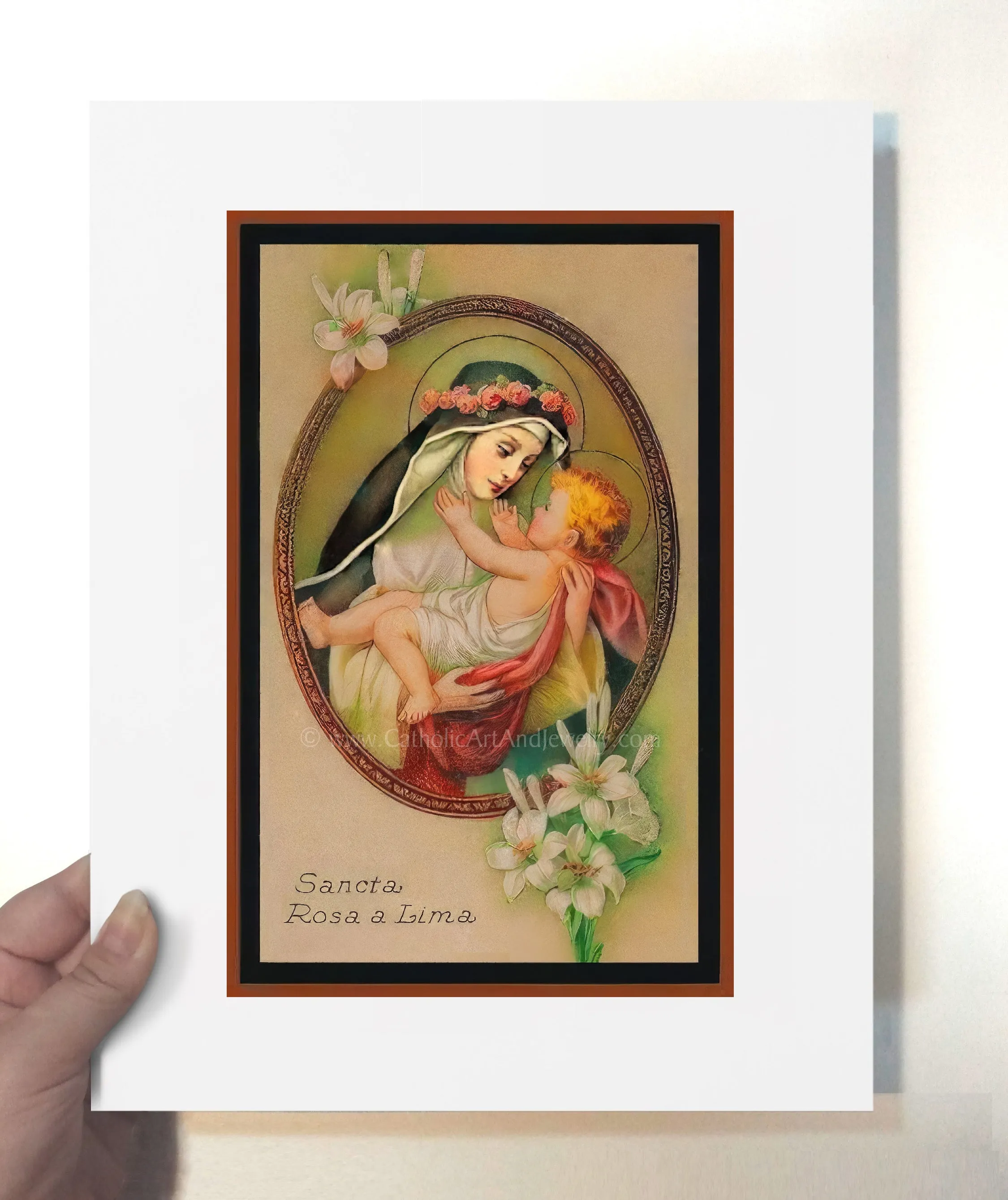 St. Rose of Lima – Based on a Vintage Holy Card – 3 sizes – Catholic Gift – Archival Quality