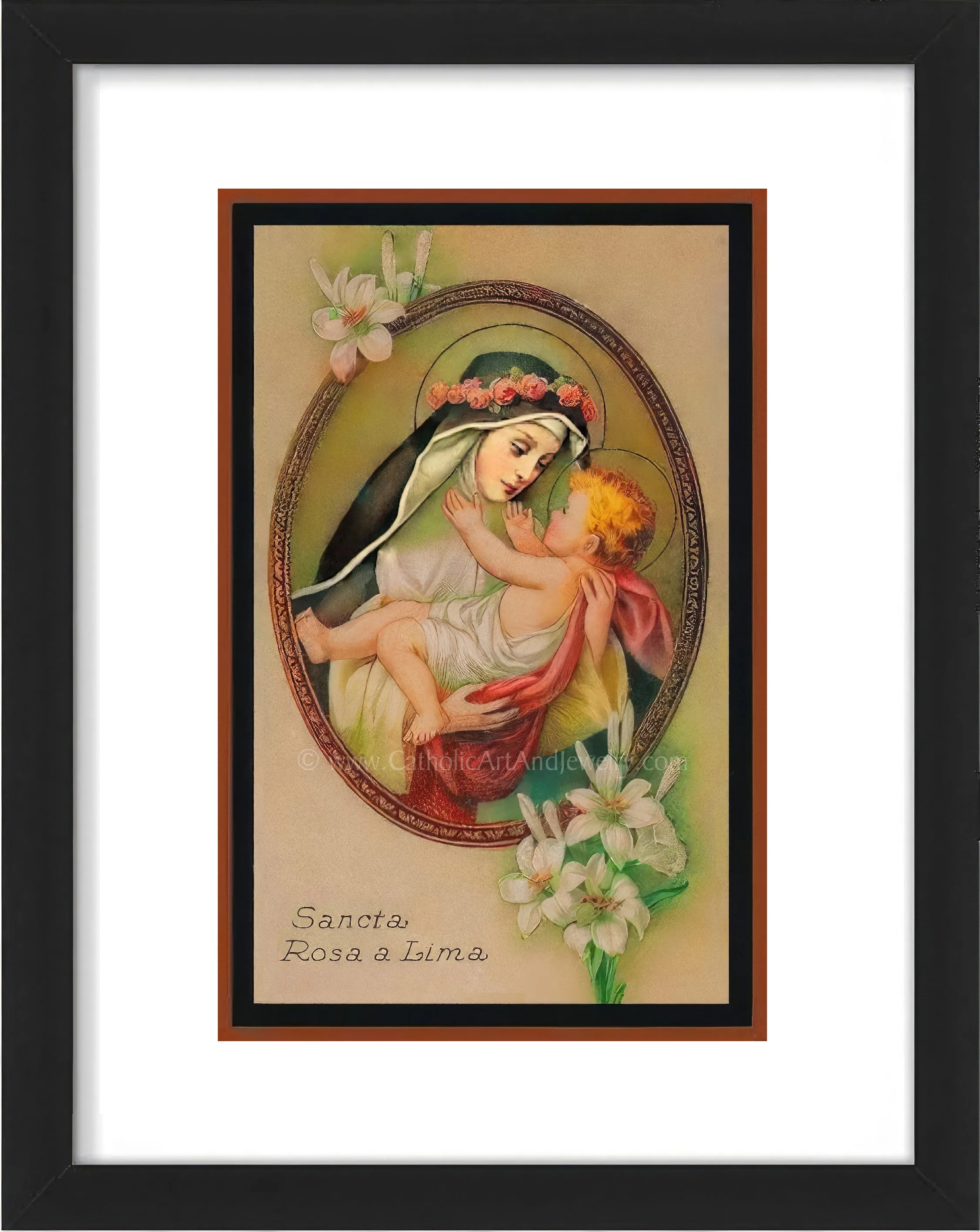 St. Rose of Lima – Based on a Vintage Holy Card – 3 sizes – Catholic Gift – Archival Quality