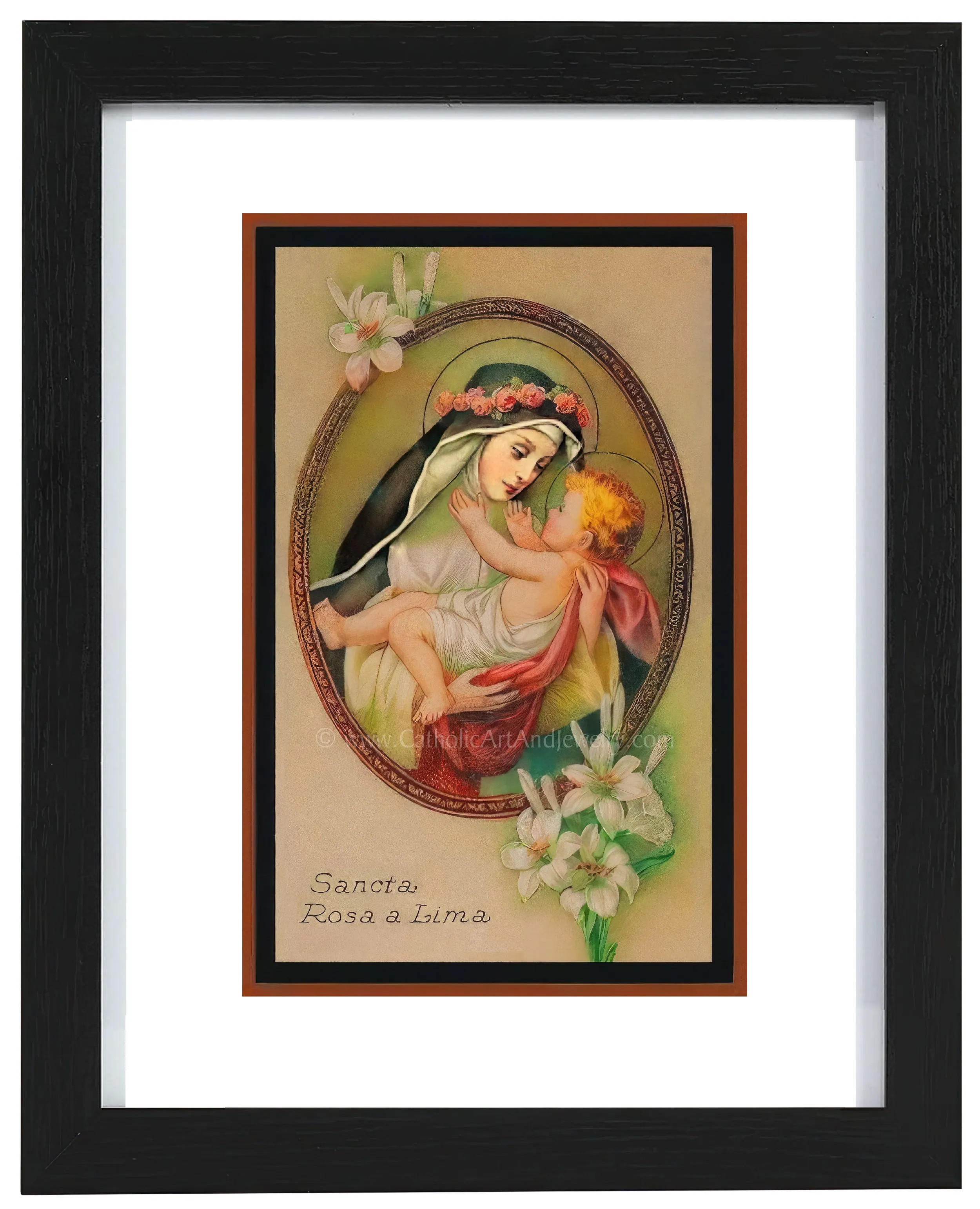 St. Rose of Lima – Based on a Vintage Holy Card – 3 sizes – Catholic Gift – Archival Quality