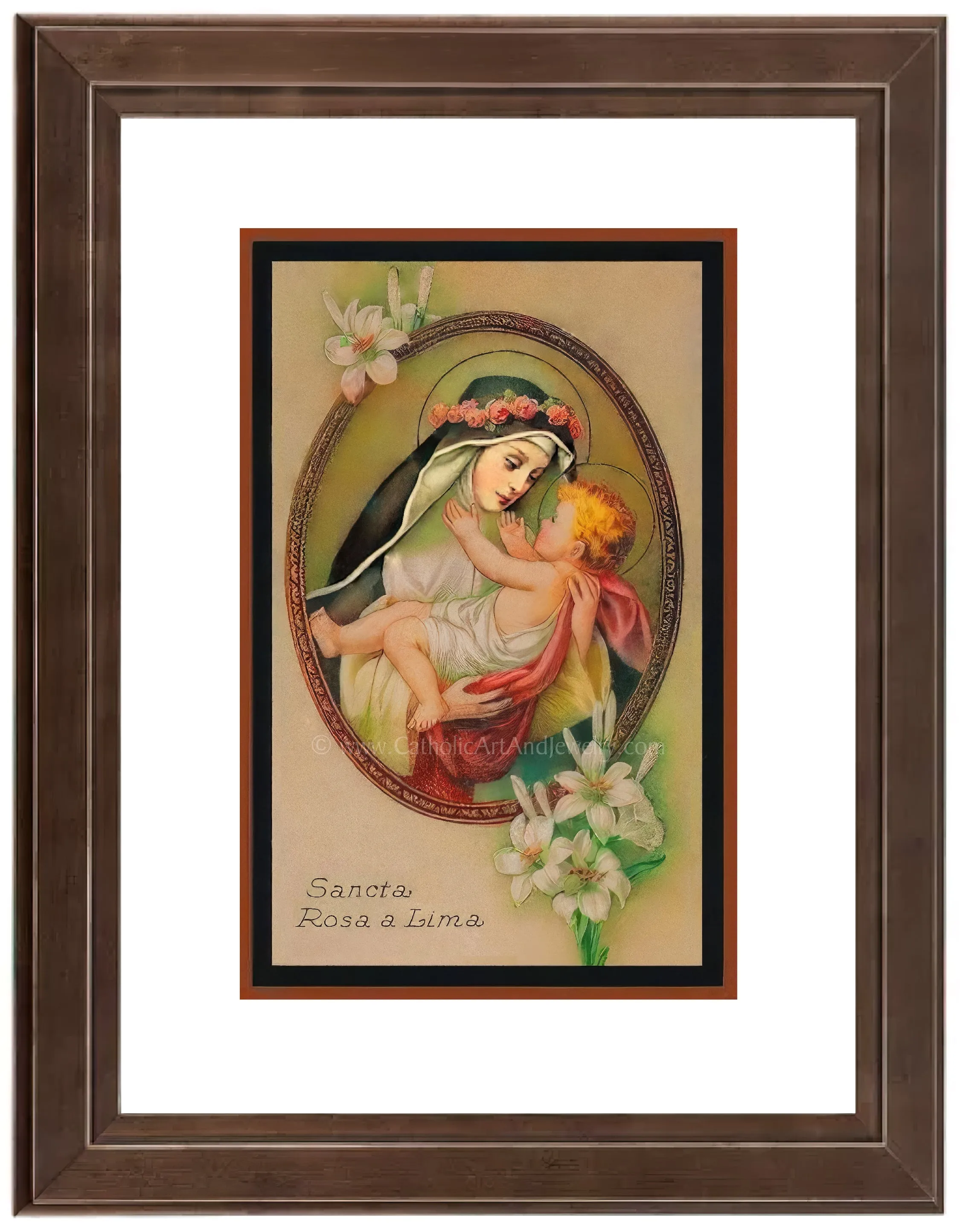 St. Rose of Lima – Based on a Vintage Holy Card – 3 sizes – Catholic Gift – Archival Quality