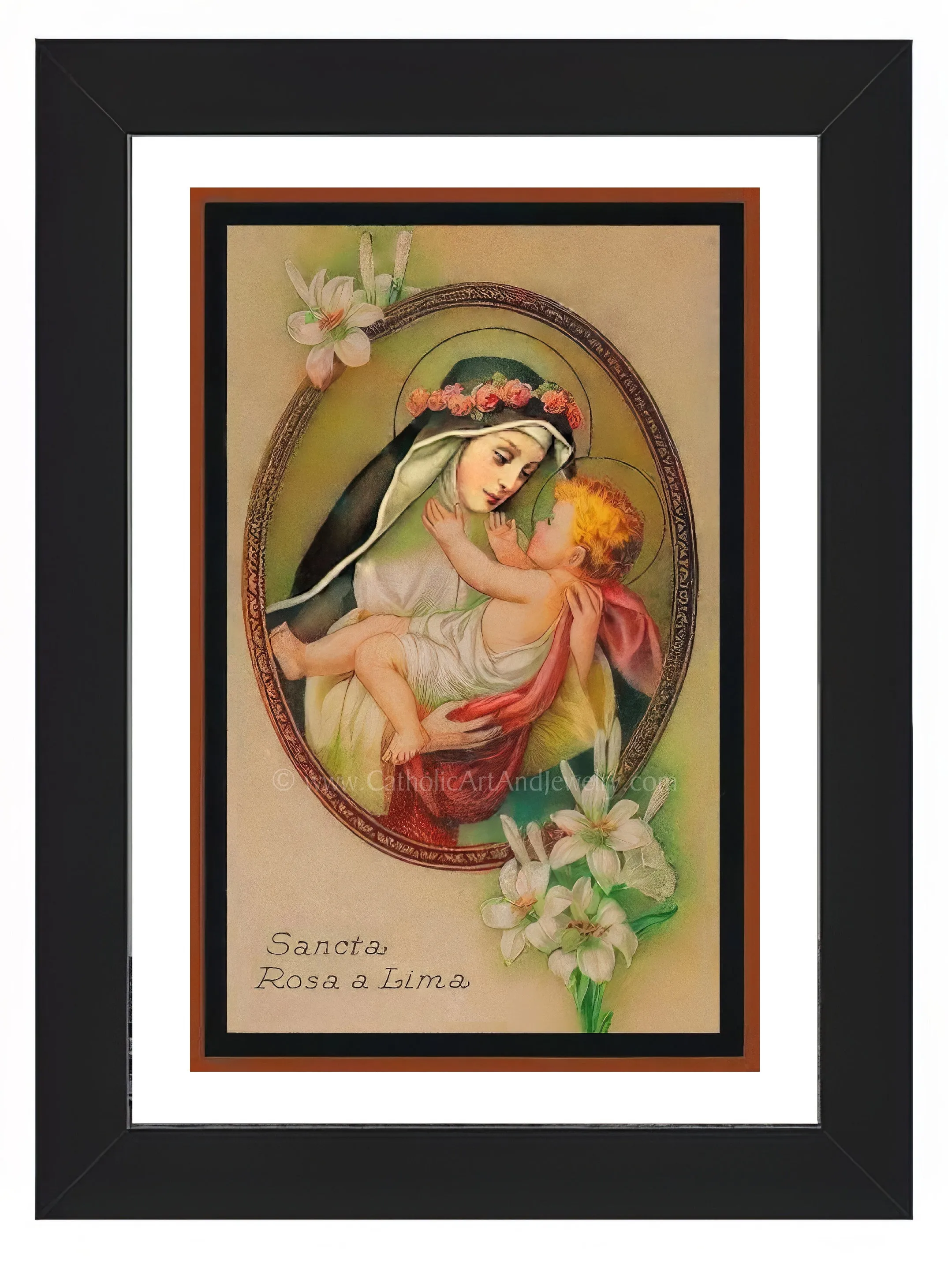 St. Rose of Lima – Based on a Vintage Holy Card – 3 sizes – Catholic Gift – Archival Quality