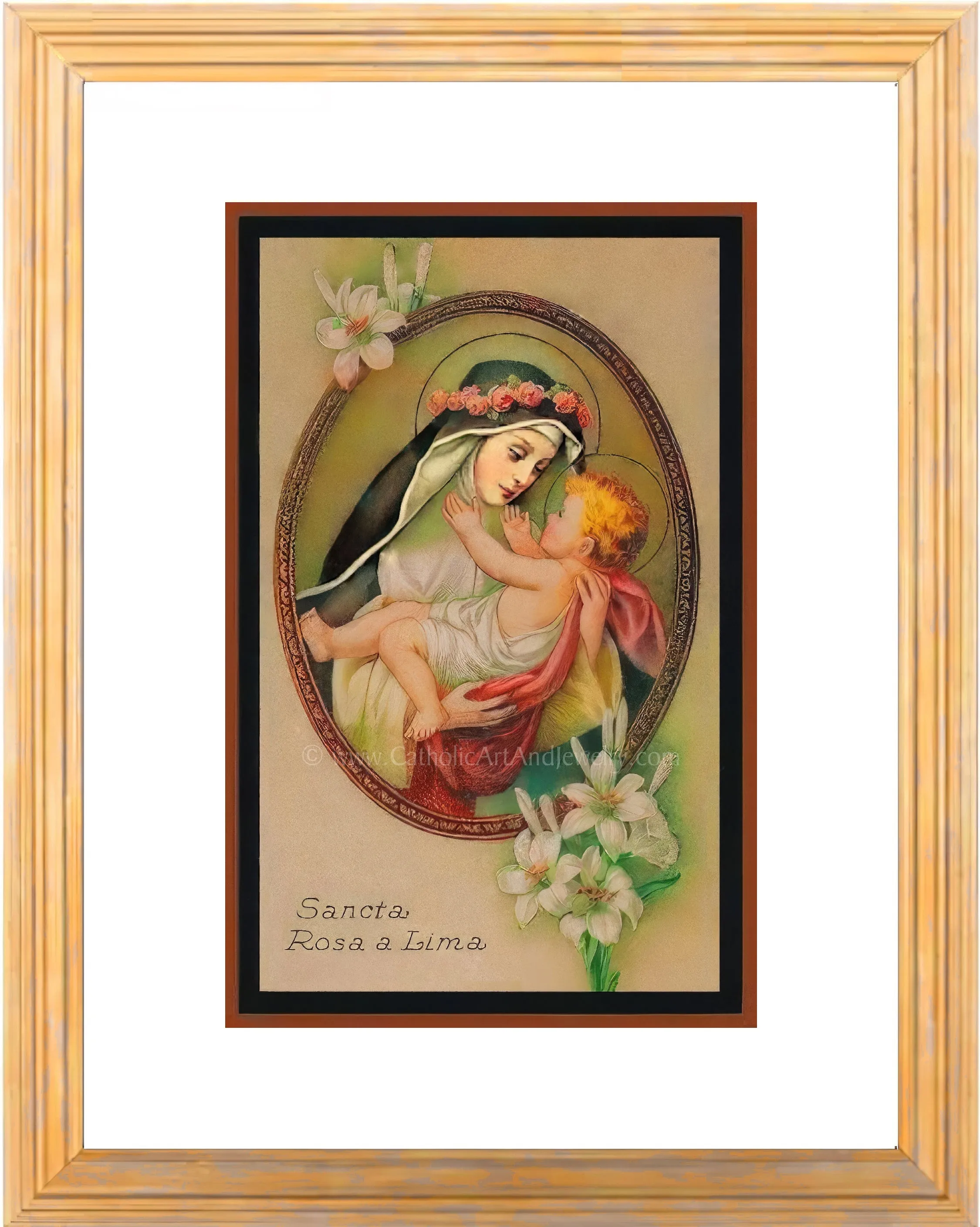 St. Rose of Lima – Based on a Vintage Holy Card – 3 sizes – Catholic Gift – Archival Quality
