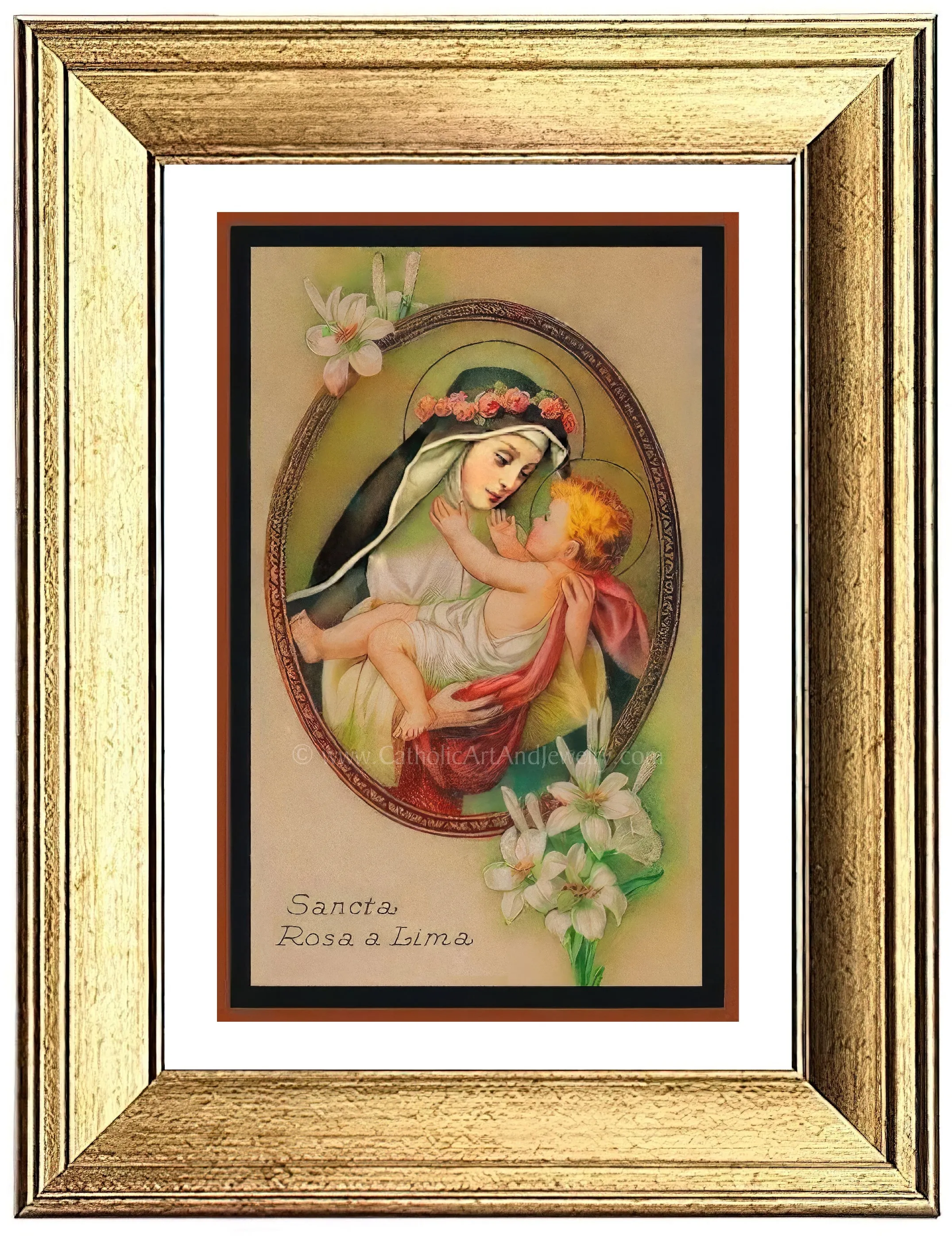 St. Rose of Lima – Based on a Vintage Holy Card – 3 sizes – Catholic Gift – Archival Quality