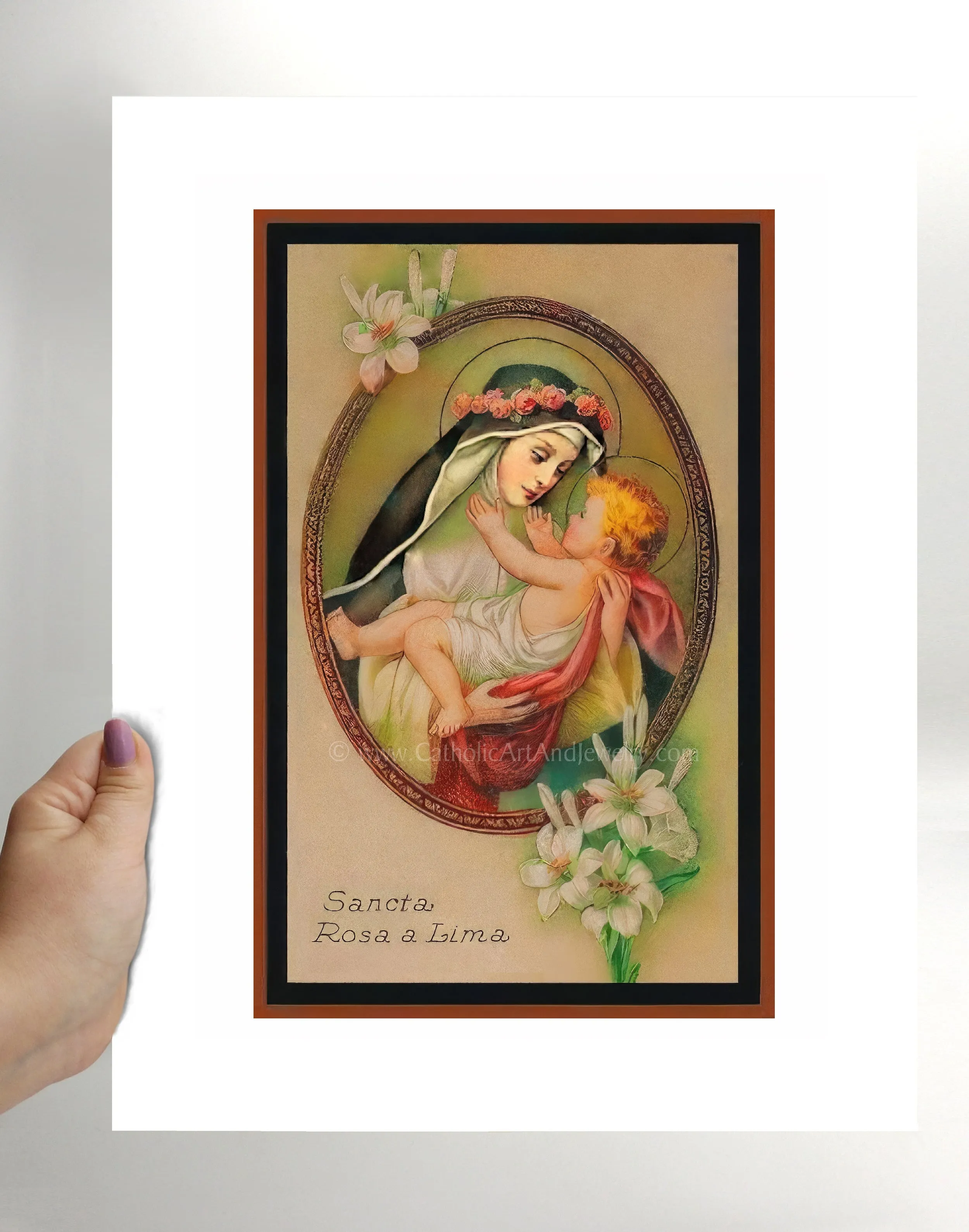 St. Rose of Lima – Based on a Vintage Holy Card – 3 sizes – Catholic Gift – Archival Quality